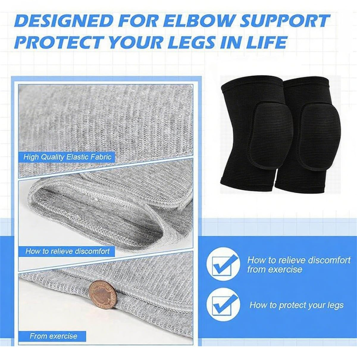 Knee Pads for Women & Men - Soft Breathable Knee Brace for Volleyball Basketball Football Dance Yoga Gym Skating Tennis Running Cycling Workout Climbing (M) image number 4