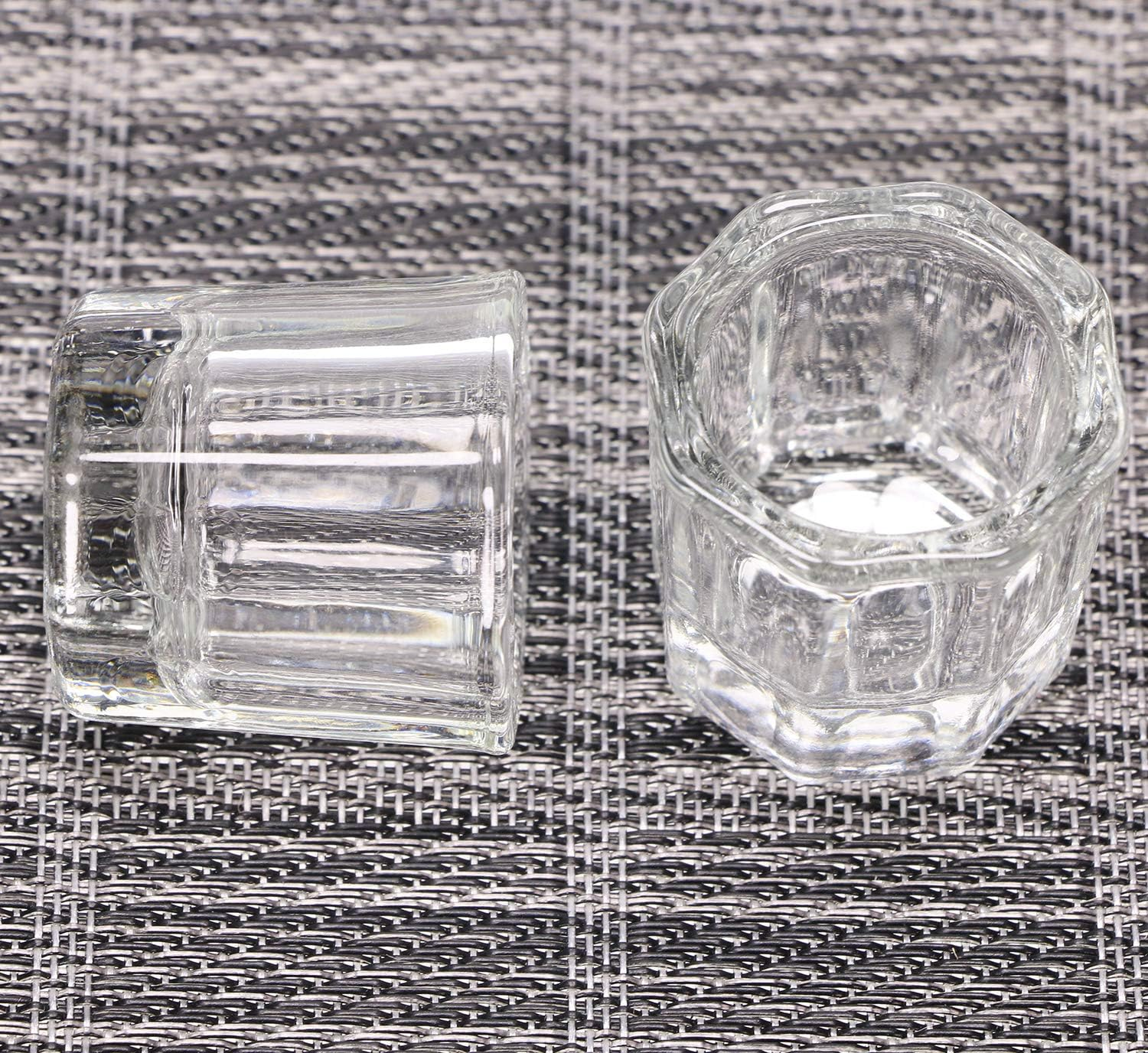 Shapenty Nail Art Acrylic Liquid Powder Dappen Dish Glass Crystal Cup Containers Glassware Tools for Nail Polish Remover Eyebrow Tint and Eyebrow Dye Mixing, 2PCS image number 3