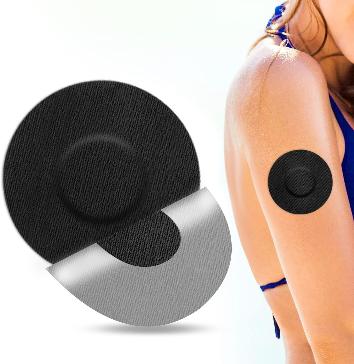 YOUSHARES Continuous Glucose Monitor Patch for Freestyle Libre 2, 20 Packs Libre 2 CGM Sensor Patches Waterproof Adhesive Patches Diabetic Sensor Covers Easy to Use Pre-Cut Adhesive Tape(Black) image number 1