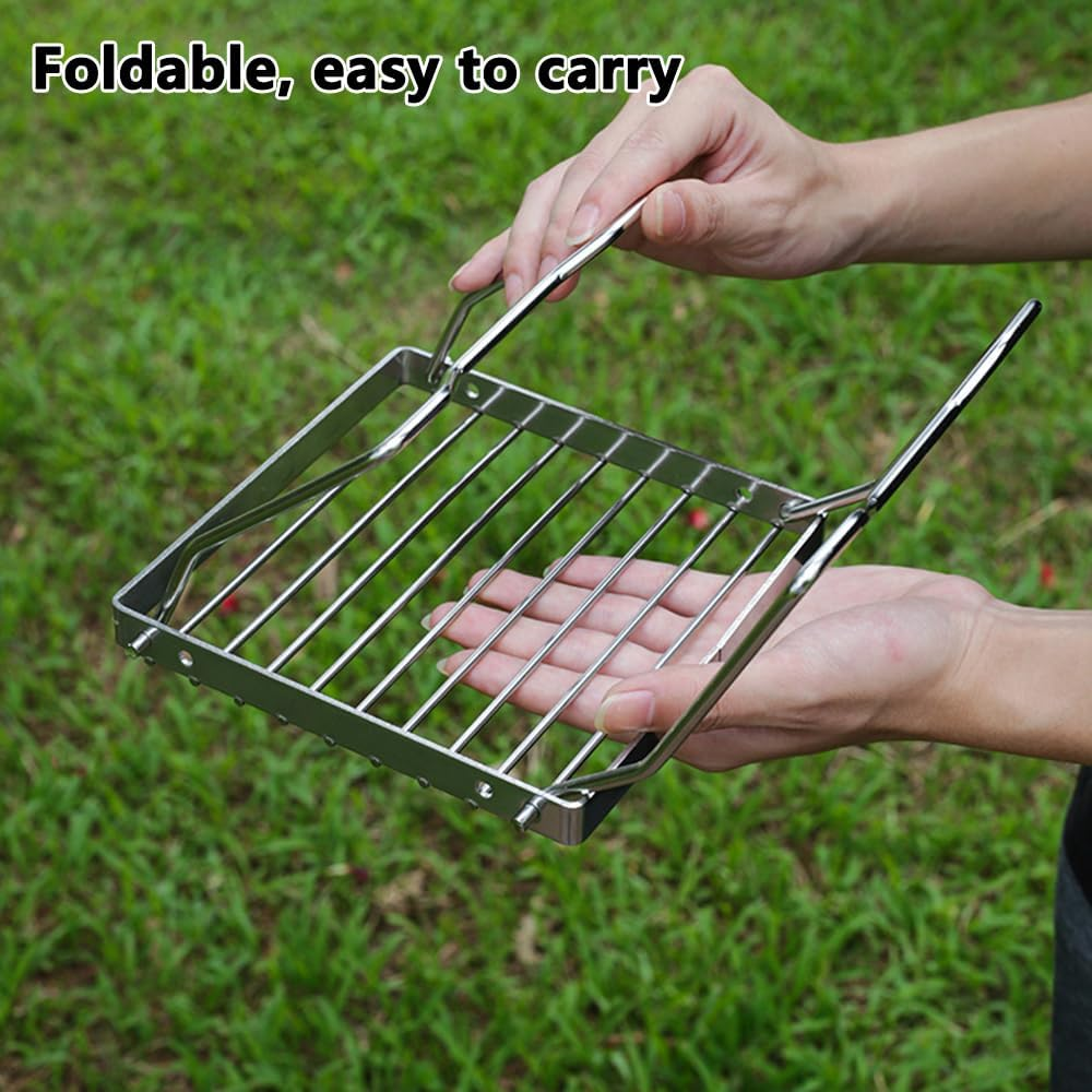 Folding Campfire Grill, Open Fire Grill Grid, Camp Grill with Foldable Legs, Stainless Steel Grill Grate for Outdoor Traveling, Backpacking, Hiking, Picnics image number 2