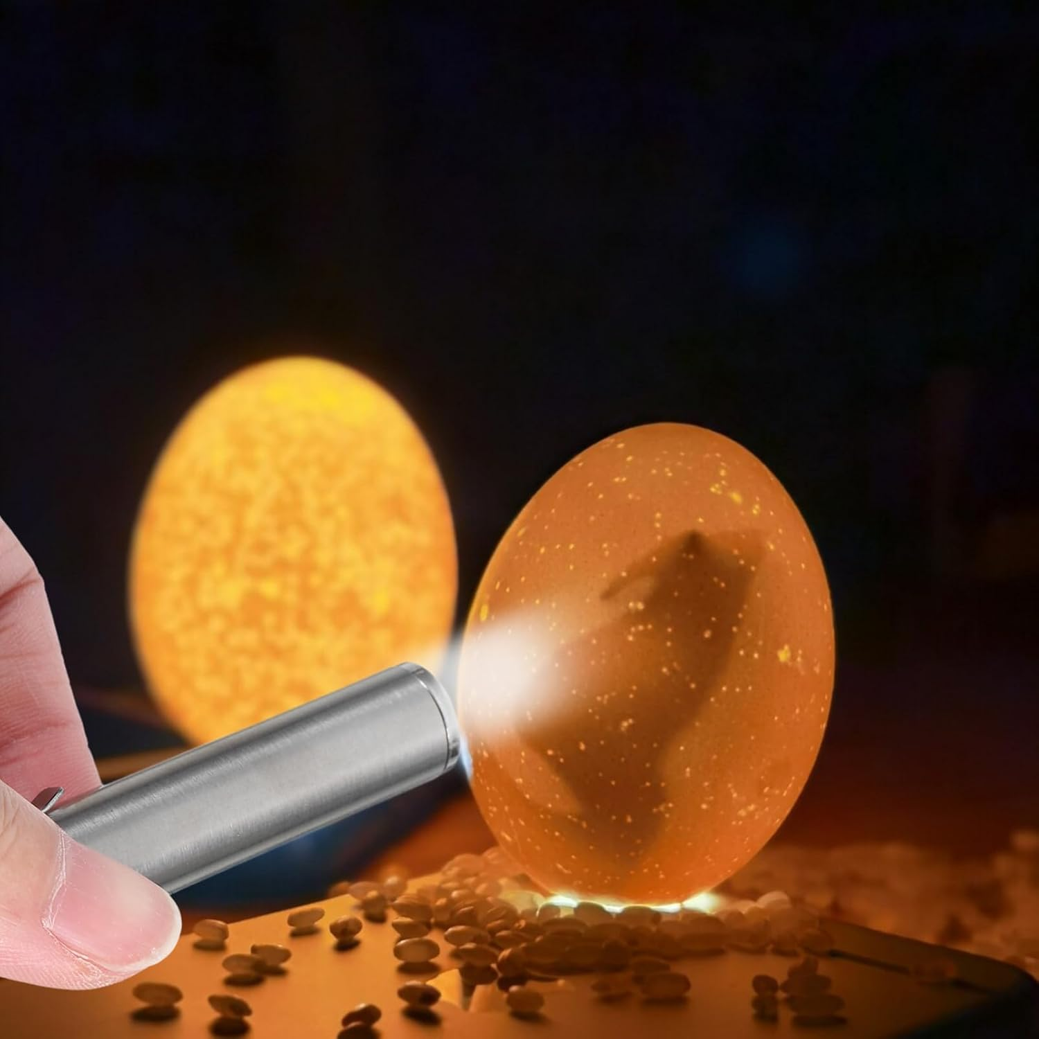 DOITOOL Portable LED Egg Candler, Egg Candling Lamp for Chicken, Duck, Goose, and Parrot Eggs, Stainless Steel, Silver, 4.05 Inch image number 4