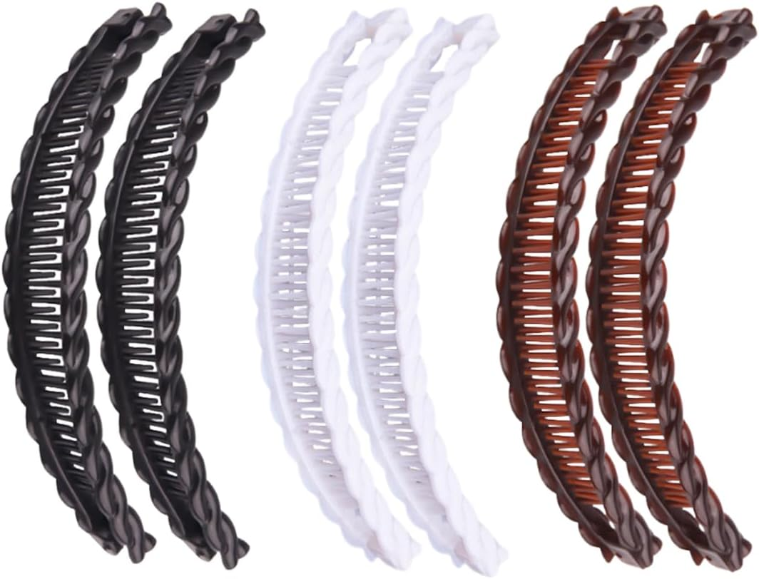 ARHZ Pack of 6 Twisted Comb, Wave Comb, Additional Shaping Function, Wave Pair Comb, Hair Comb Hair Plate, Hair Fork, Hair Accessories (Black + White + Cury) image number 1