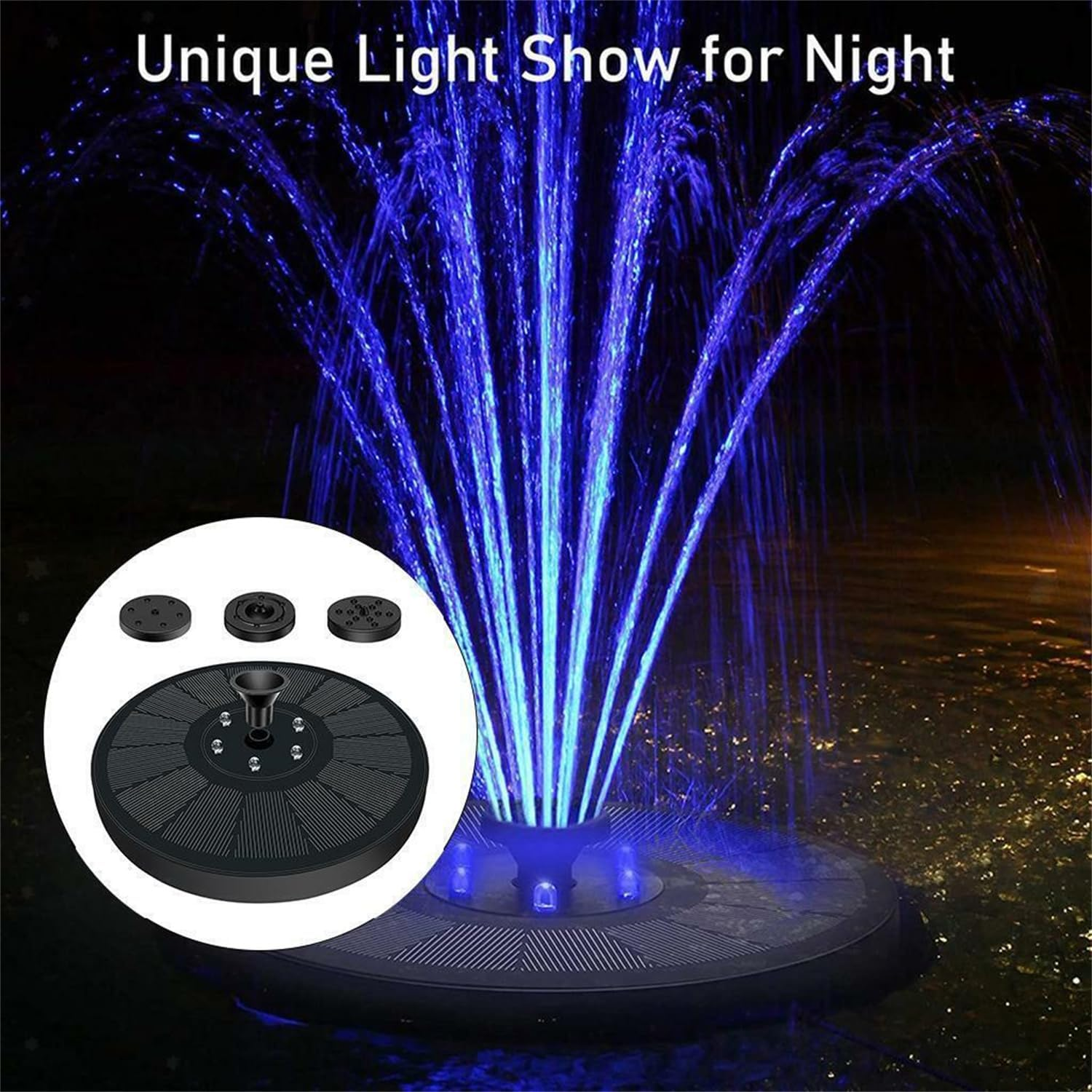 Leona Co LED Solar Fountain Pump Bird Bath, 3W Floating Water Fountain Pump with Color Led Lights for Outdoor, Garden, Fish Tank, Pond, Pool image number 6
