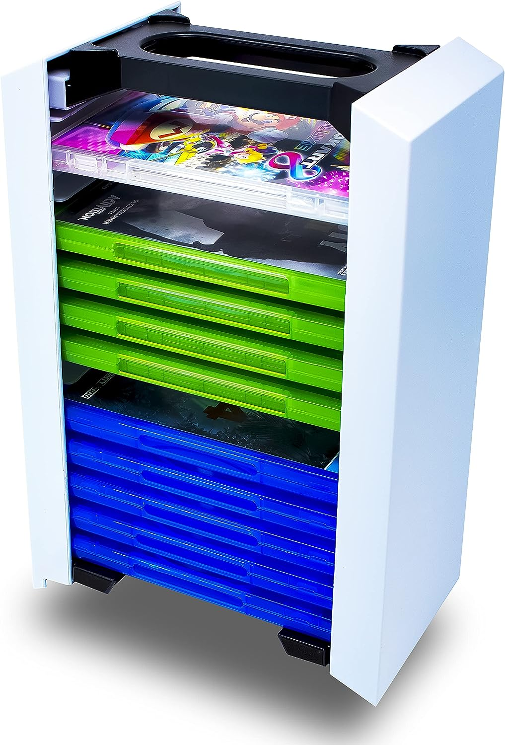 Game Storage Tower &ndash; Universal Video Game Storage &ndash; Stores 12 Game or Blu-Ray Disks &ndash; Game Holder Rack for PS4, PS5, Xbox One, Xbox Series X/S, Nintendo Switch Games and Blu-Ray Discs image number 1