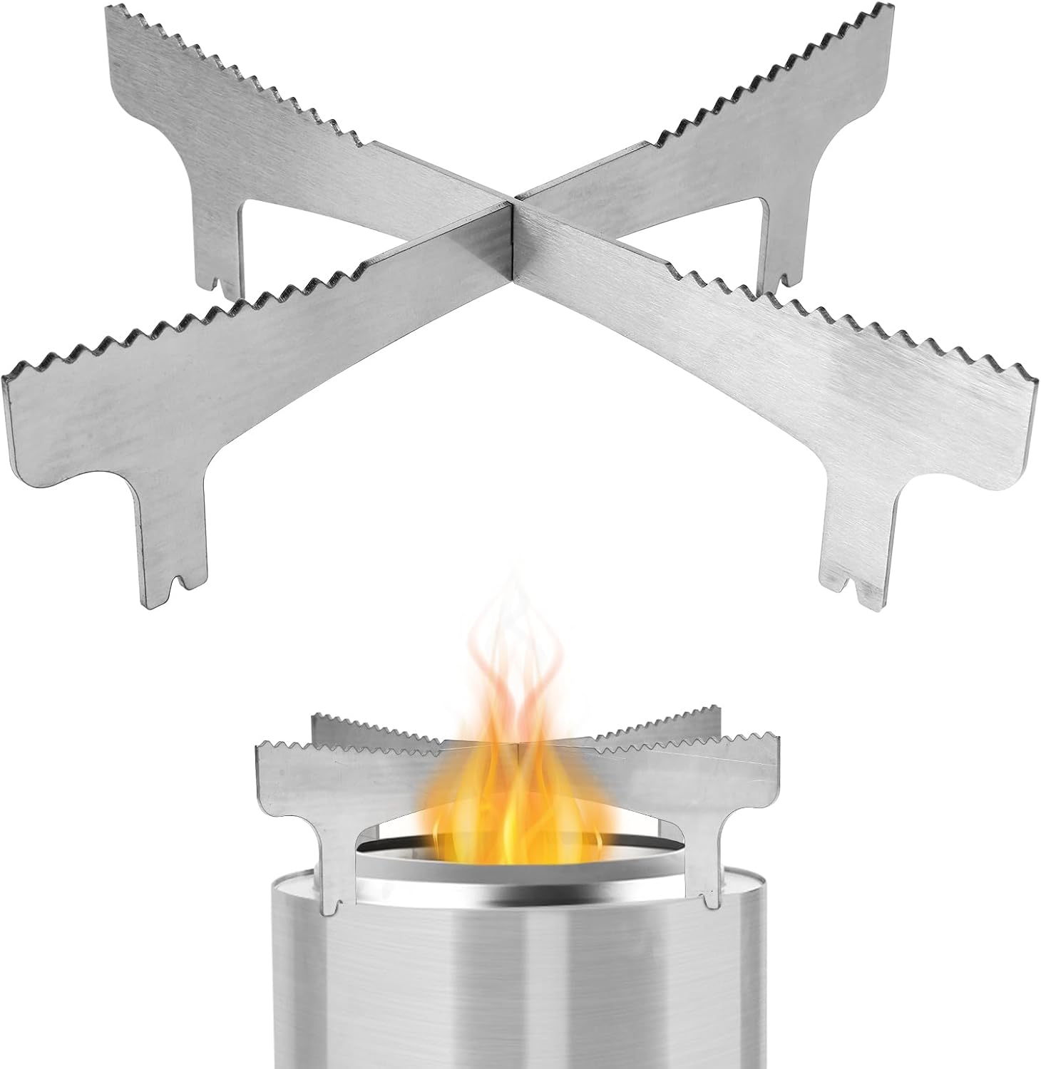 Fire Pit Cooktop Frame, Stainless Steel Firepit Frame Avoid Sliding Tabletop Fire Pit Stand Suitable for Most Pans and Plates Compatible with Solo Stove Mesa XL image number 1