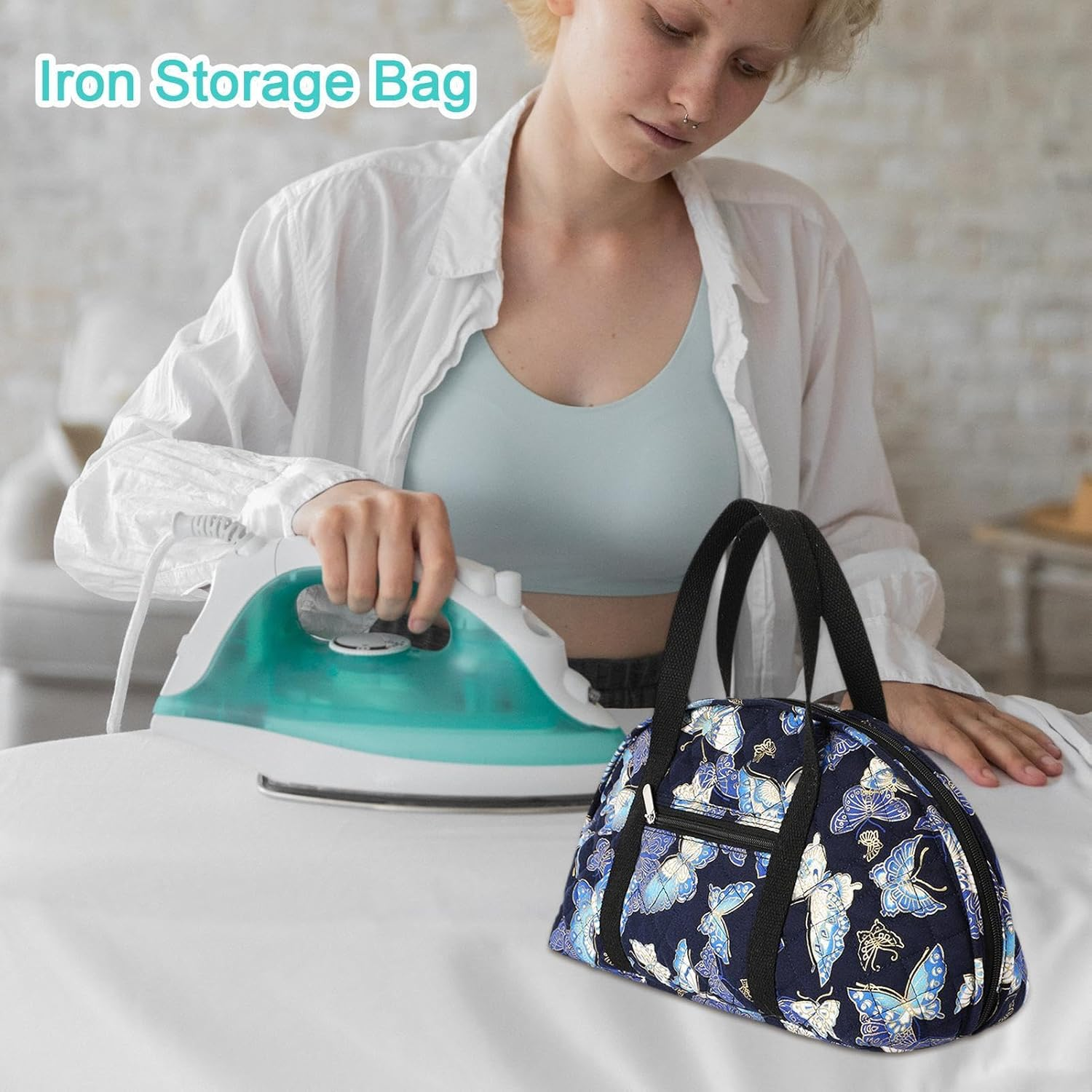 Iron Storage Bag, Multiple Pockets Small Iron Bag Iron Case Bag, Sewing Iron Bag Versatile Travel Steamer Bag for Irons Needles Threads image number 1