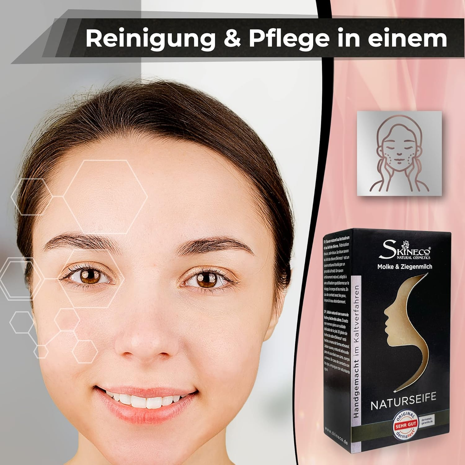 Skineco Natural Soap | Sustainable Goat Milk Soap with Whey | Soap for Dry Sensitive Skin | Body Soap | Handmade Natural Cosmetics | Face Cleansing | Clear Skin | Mild Shower image number 3