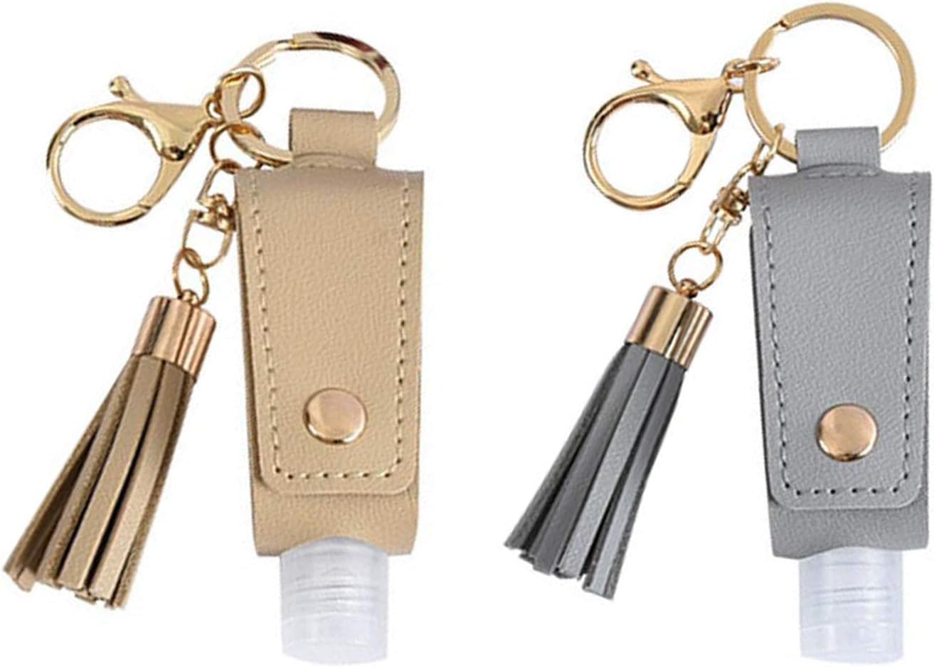 Portable Empty Travel Bottle Keychain Hand Sanitizer Bottle Holder 3 Pack 1Oz / 30Ml Small Squeeze Bottle Refillable Containers for Toiletry Shampoo Lotion Soap (Black+Grey+Khaki) image number 6