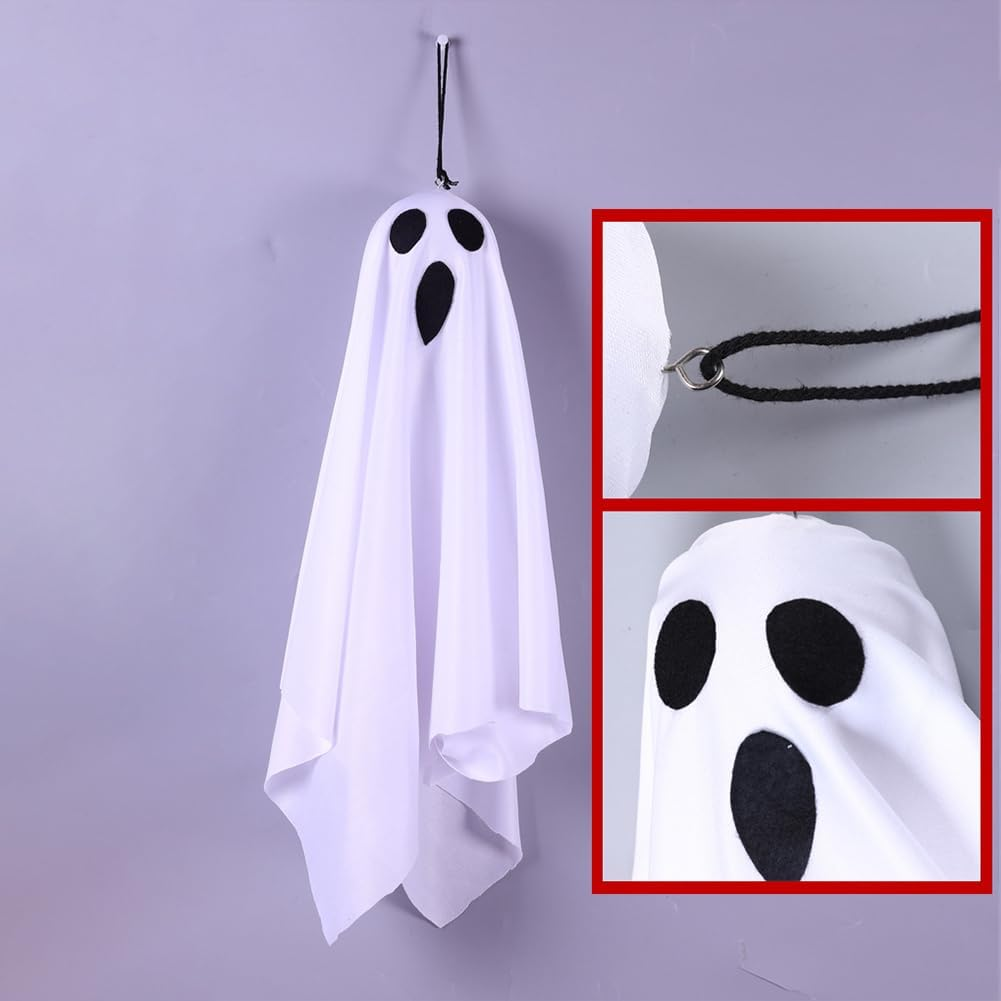 Generic Spooky Ghost Halloween Decor IP65 Waterproof Halloween LED Hanging Ghost Light Halloween Glowing White Ghost for Halloween Garden Home Decor image number 5