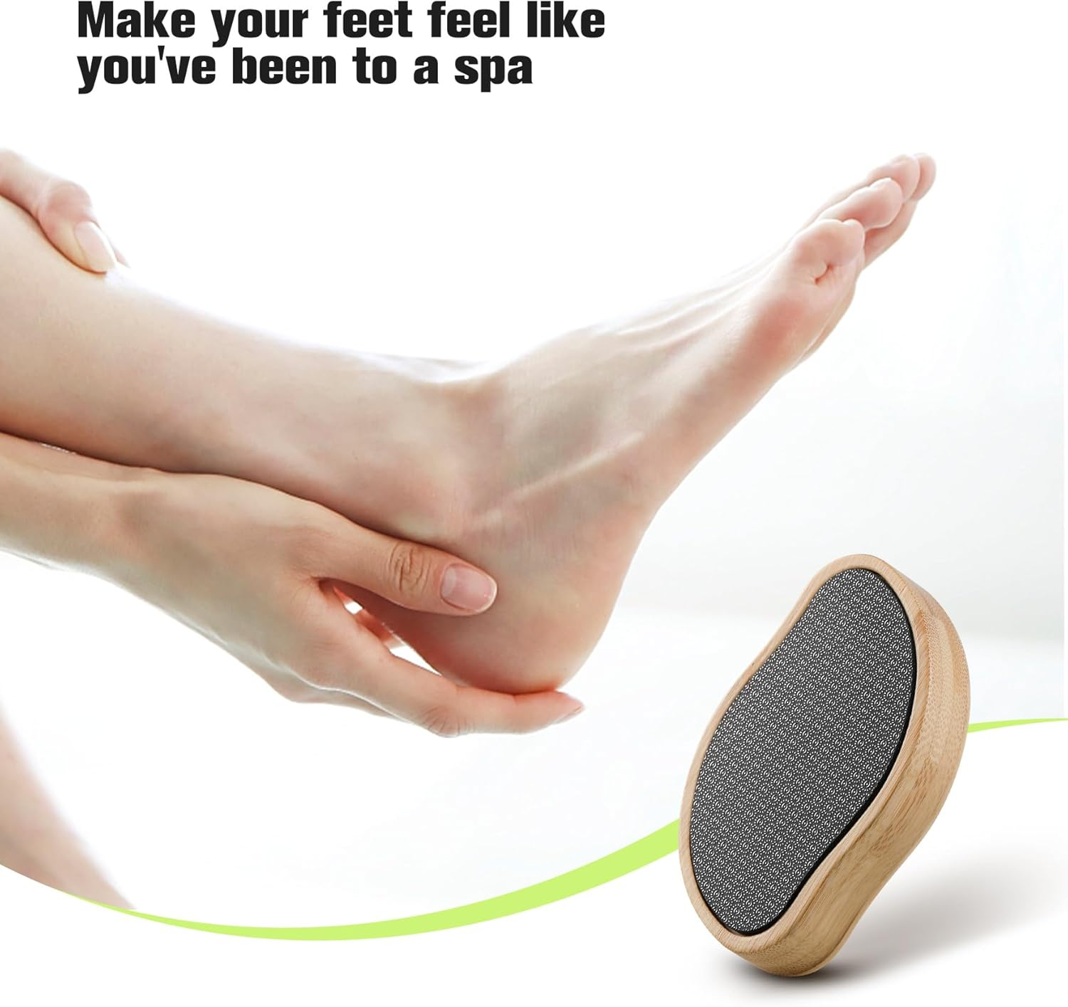 FERYES Glass Foot File Callus Remover with Bamboo Handle - Nano Glass Foot Scrubber for Dead Skin Pedicure File - Your Path to Silky, Smooth Feet image number 2