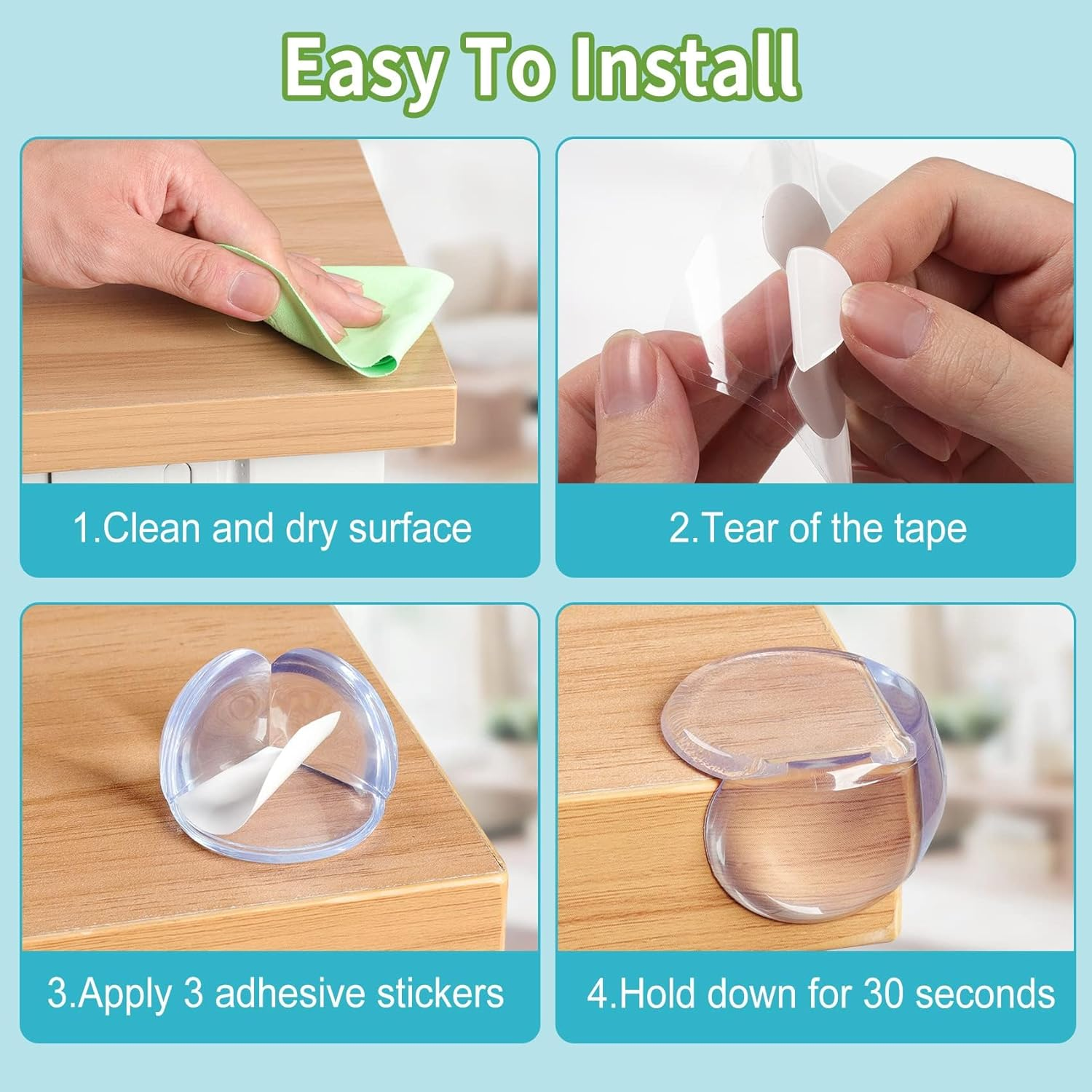 10-Pack Clear Furniture Corner Protectors - Baby Proof Edge Safety Bumpers & Cushion Guards for Sharp Table Edges image number 5