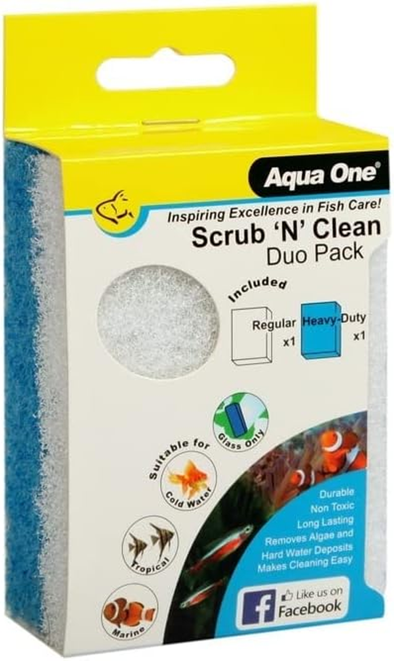 Fine & Coarse Aquarium Algae Pads Scrub 'N' Clean Duo Pack for Fish Tank Cleaning by Aqua One