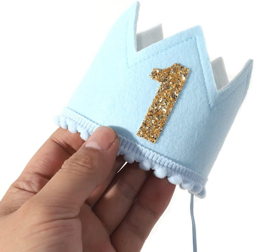 Baby Boys Birthday Crown - Birthday Blue Felt Hat,Birthday Hats for Kids, Boys 1St Birthday Crown, Small image number 6