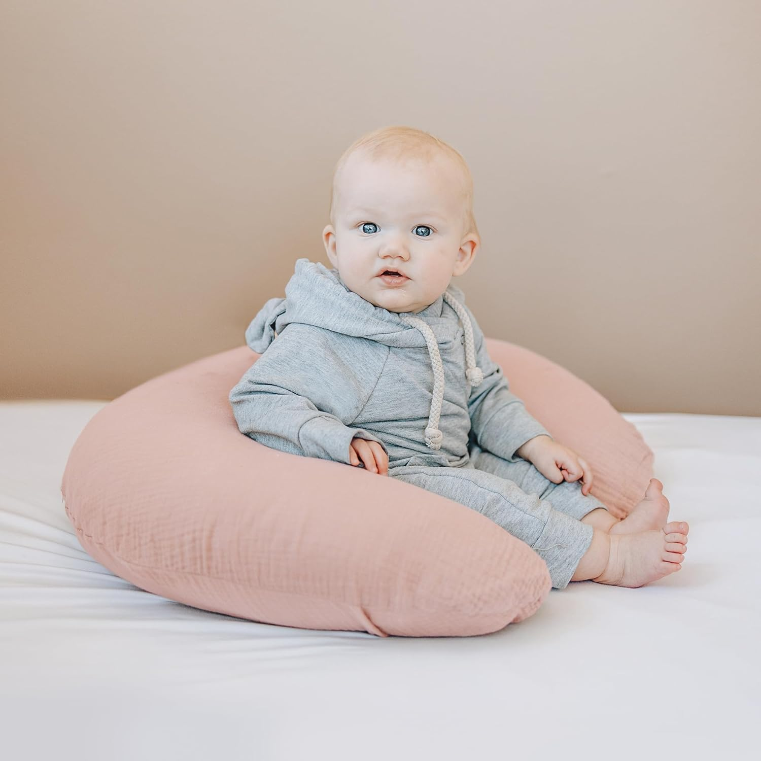 Konssy 2-Pack Muslin Nursing Pillow Covers, Soft & Adorable Nursing Covers for Breastfeeding Pillows, Slipcovers for Newborn Boys & Girls(Pink, Floral) - Blue, Star image number 3