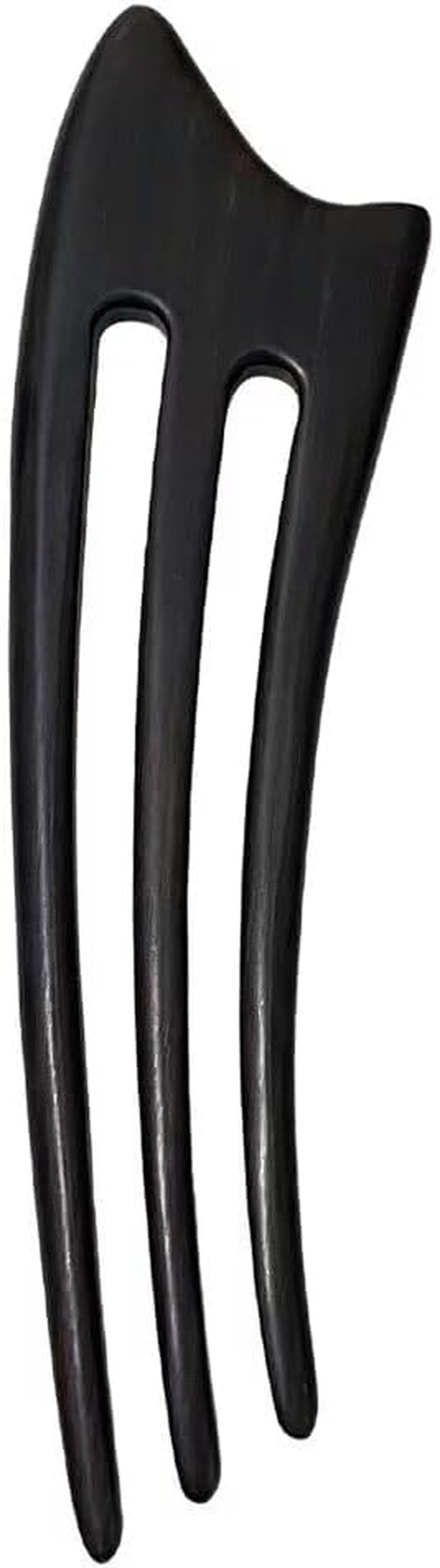 CHOISBEING Wooden French Hair Fork Handmade 3-Prong Hair Stick for Women Ebony Hair Chopsticks for Buns Chignon Hair Pins Accessory (1-Ebony)