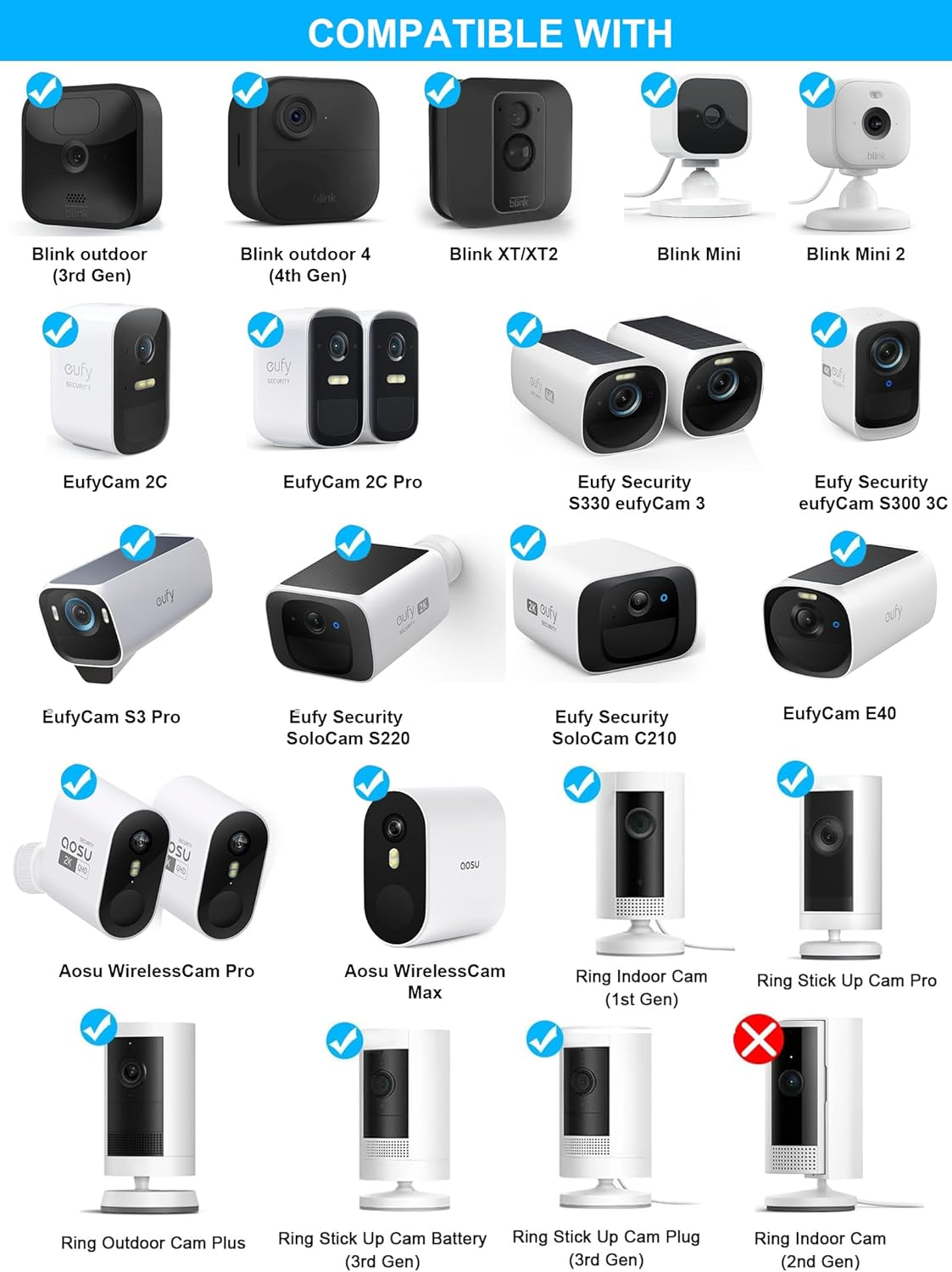 Akoemxeeo Flexible Camera Mount for Blink XT, XT2, Mini, Indoor, Outdoor, Metal Pole Mount, Black image number 1