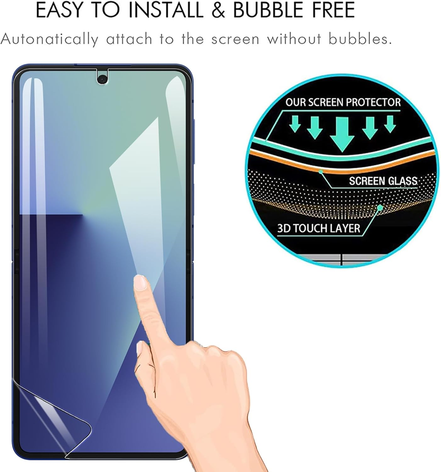 Electro-Weideworld Screen Protector for Samsung Galaxy Z Flip 7/Flip7, 3 Pack HD Clear Bubble-Free Anti-Scratch inside Screen Film for Galaxy Z Flip 7[Self-Healing] image number 5
