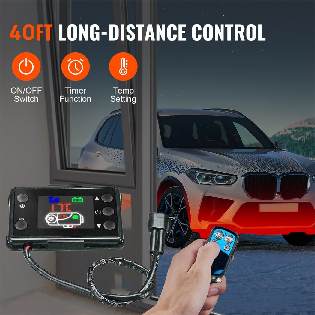 12V 8KW Portable Diesel Heater All-In-One Diesel Heater with Remote Control and LCD Display Low Fuel Consumption Silencer Thermostat Caravan Motorhome Trailer