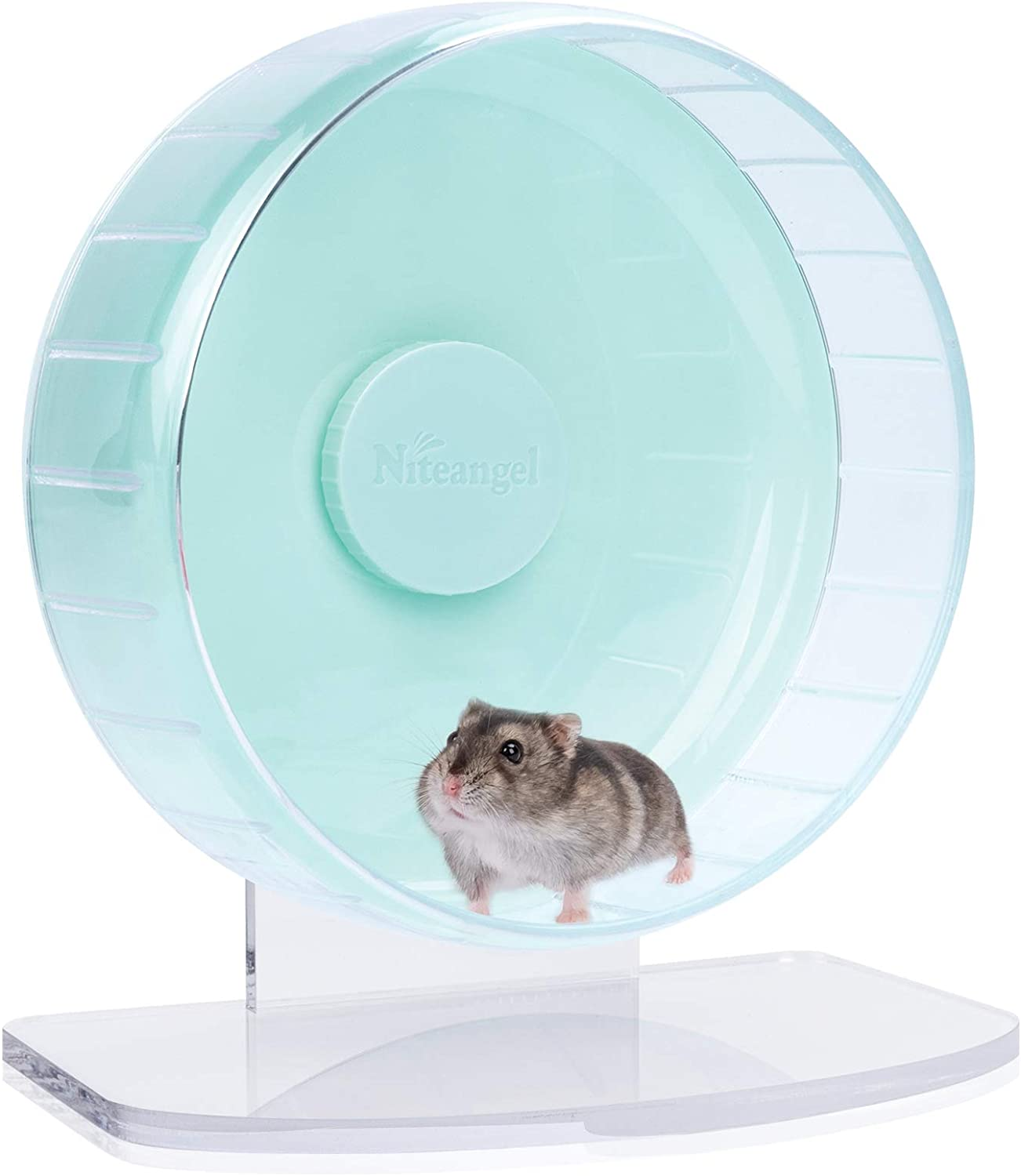 Niteangel Super-Silent Hamster Exercise Wheels: - Quiet Spinner Hamster Running Wheels with Adjustable Stand for Hamsters Gerbils Mice or Other Small Animals (S, Pink)