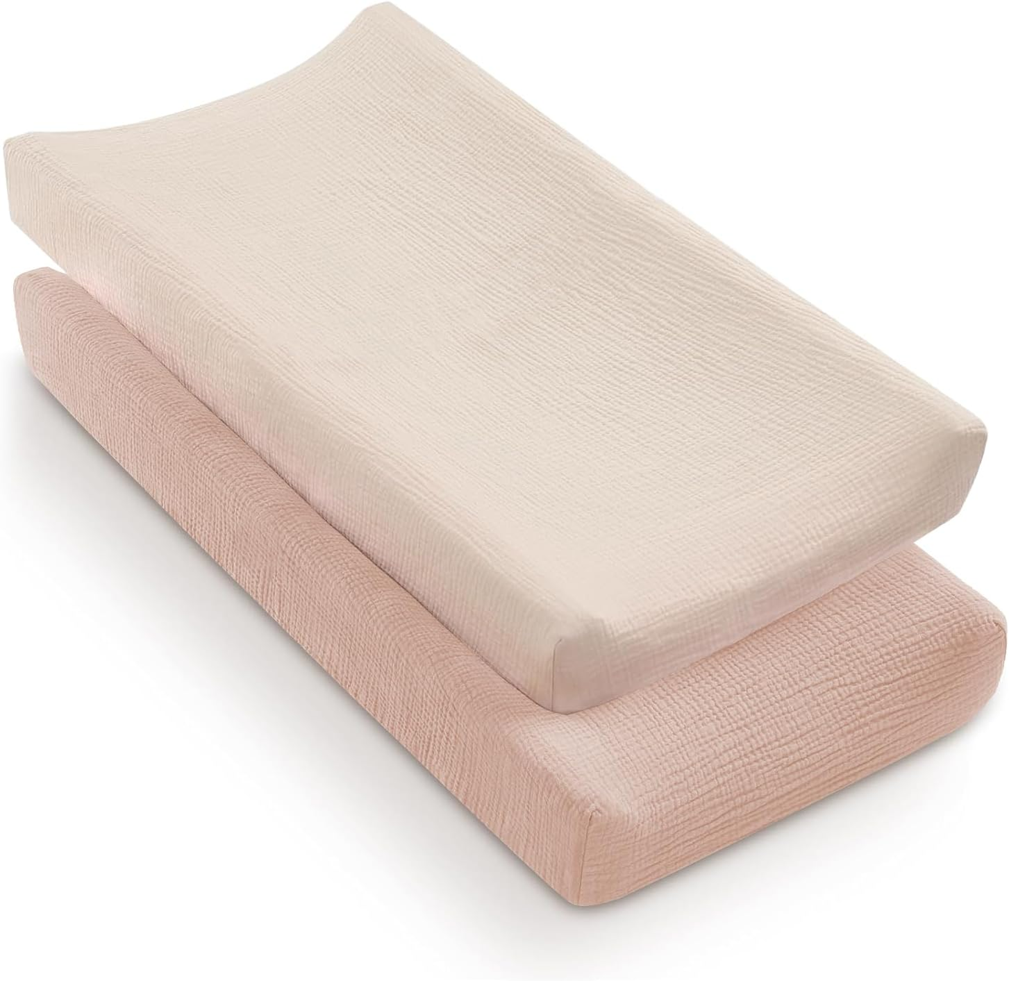 2Pcs Changing Pad Cover Pure Cotton Diaper Changing Pad with Elasticated Straps Soft Breathable Changing Pad Cover Diaper Changing Pad Suitable for Travelling (Brownish)