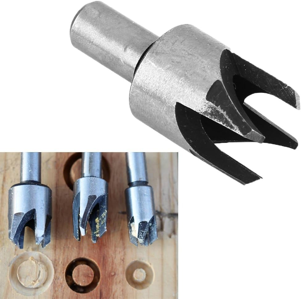 Bestgle 8 Pcs Wood Plug Cutter Cutting Tool Carbon Steel Straight and Tapered Taper Drill Bit Set Woodworking Hole Saw Tool, 5/8" 1/2" 3/8" 1/4" image number 2