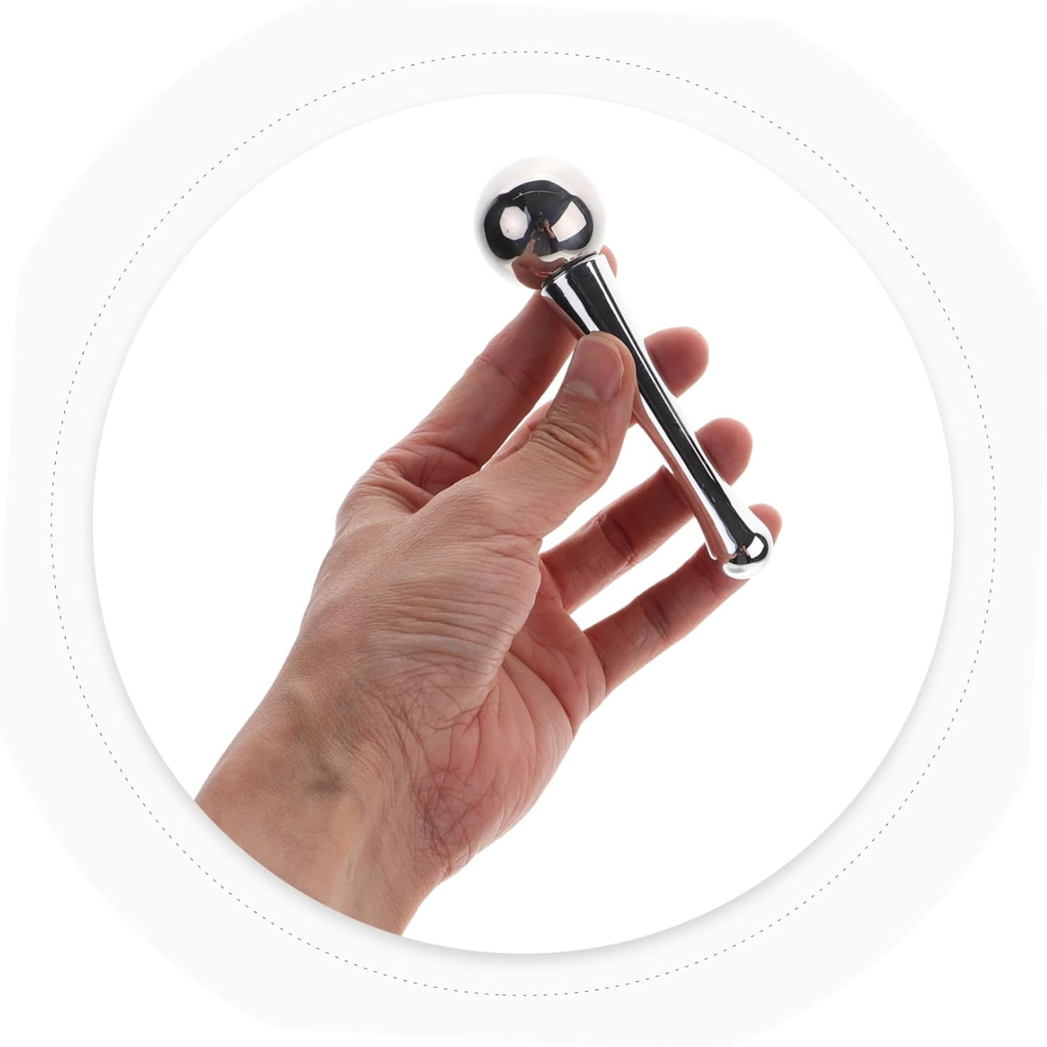 Ipetboom Facial Ice Roller and Stainless Steel Cooling Face Globes for Eye Puffiness Relief, Reusable Ice Massage Ball with Rotating Design, Silver Tone, Suitable for Facial Skincare And image number 6