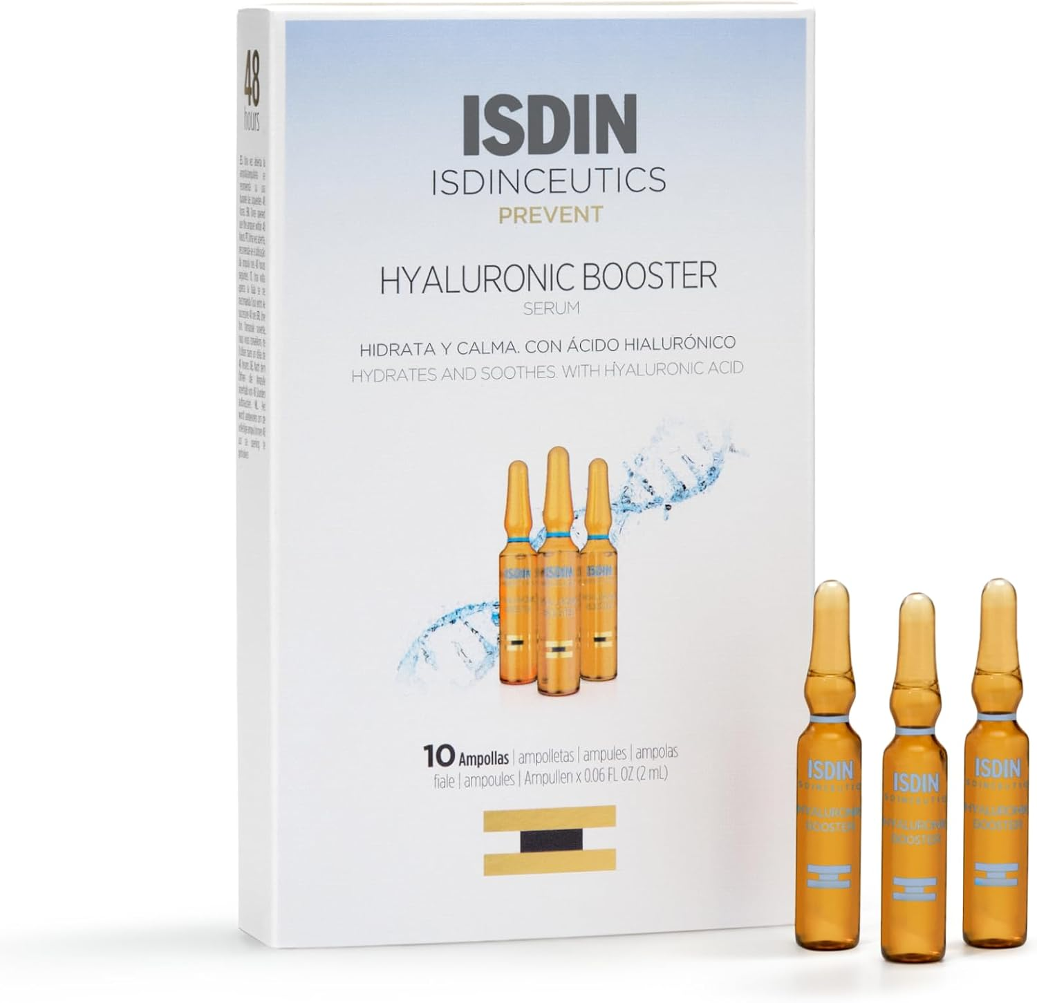 ISDIN Isdinceutics Hyaluronic Booster, Moisturising Serum and Intensive Care, 10 Ampoules