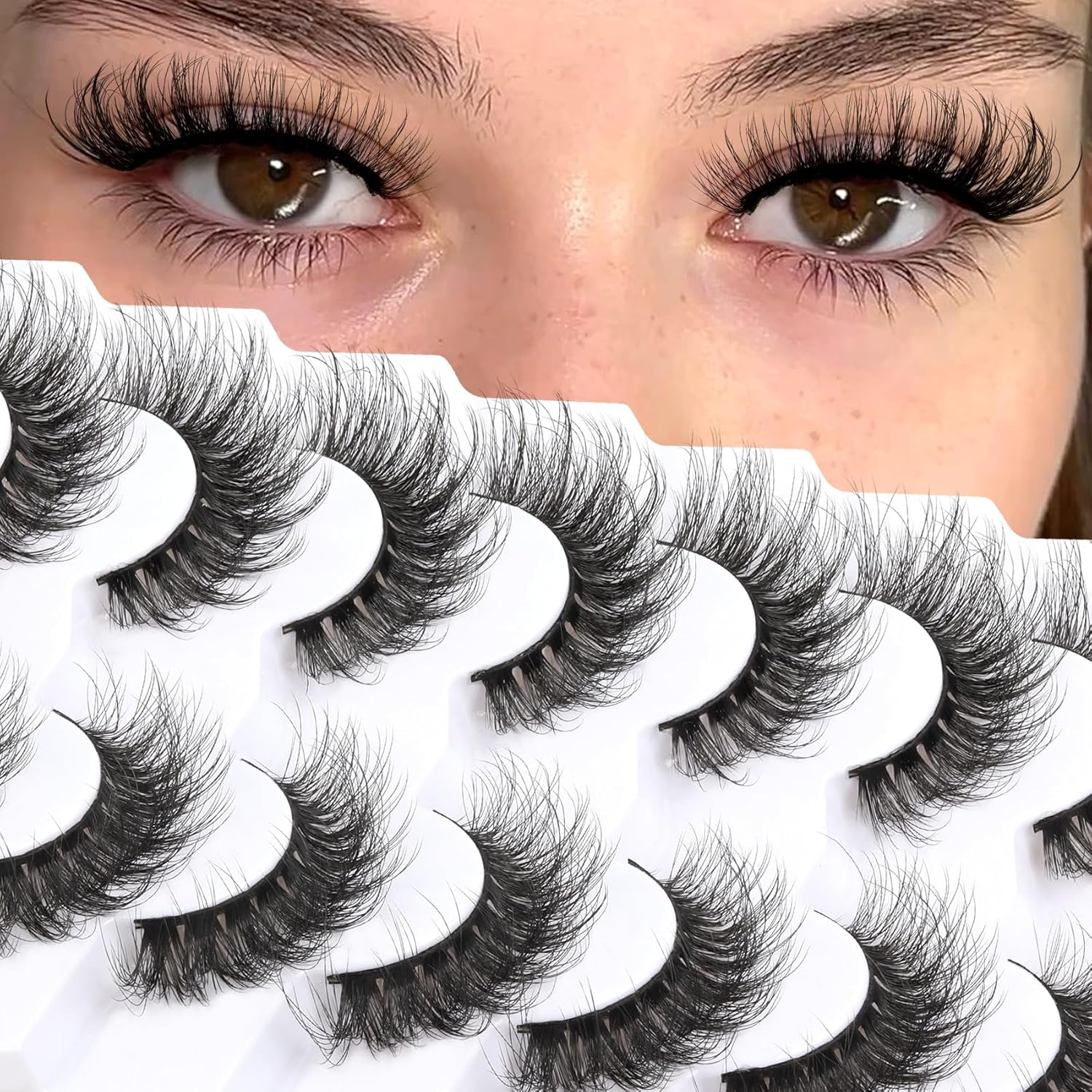 Veleasha Magnetic Eyelashes Manga Lashes Magnetic Lashes with Applicator Natural Look Reusable No Glue Easy to Apply & Remove Spiky False Eyelashes Lashes Wispy image number 2