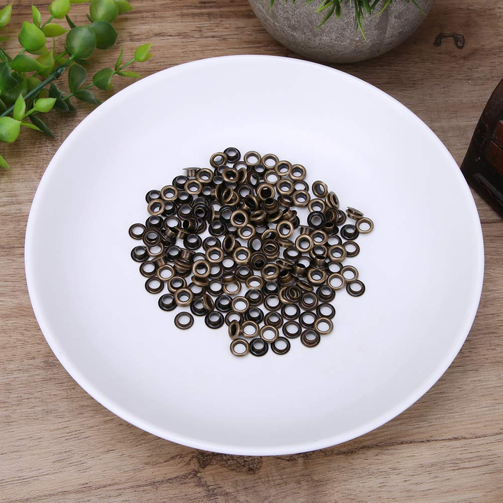 AKLOSIPY 100Pcs 5Mm Brass Double-Sided Eyelets for Leather Craft, Shoes, Belts &ndash; Silver Gray Grommets, Premium Metal Hardware (Bronze) - Silver image number 7