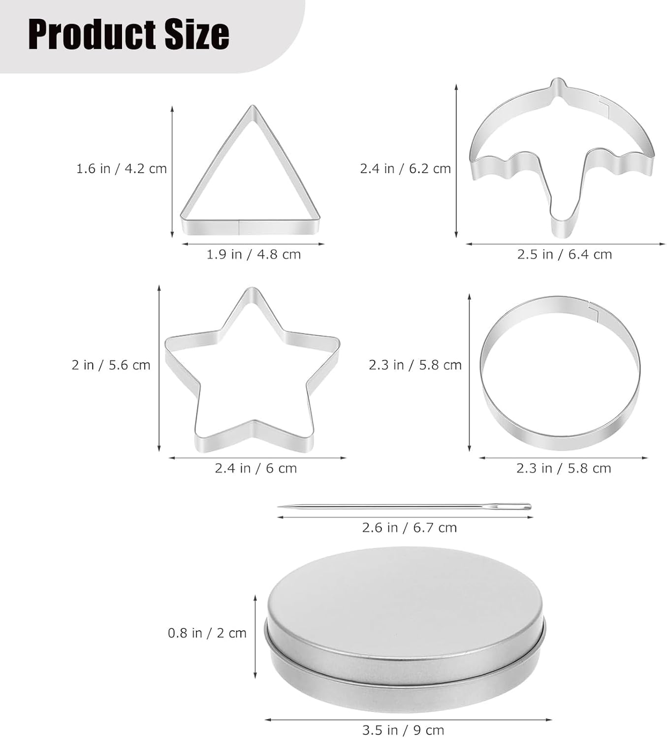 12 Pieces Stainless Steel Umbrella Cookie Cutters Biscuit Molds,Sugar Candy Making Tools Sugar Game Kit Cookie Cutters Biscuit Molds Umbrella Triangle Star round Baking image number 2