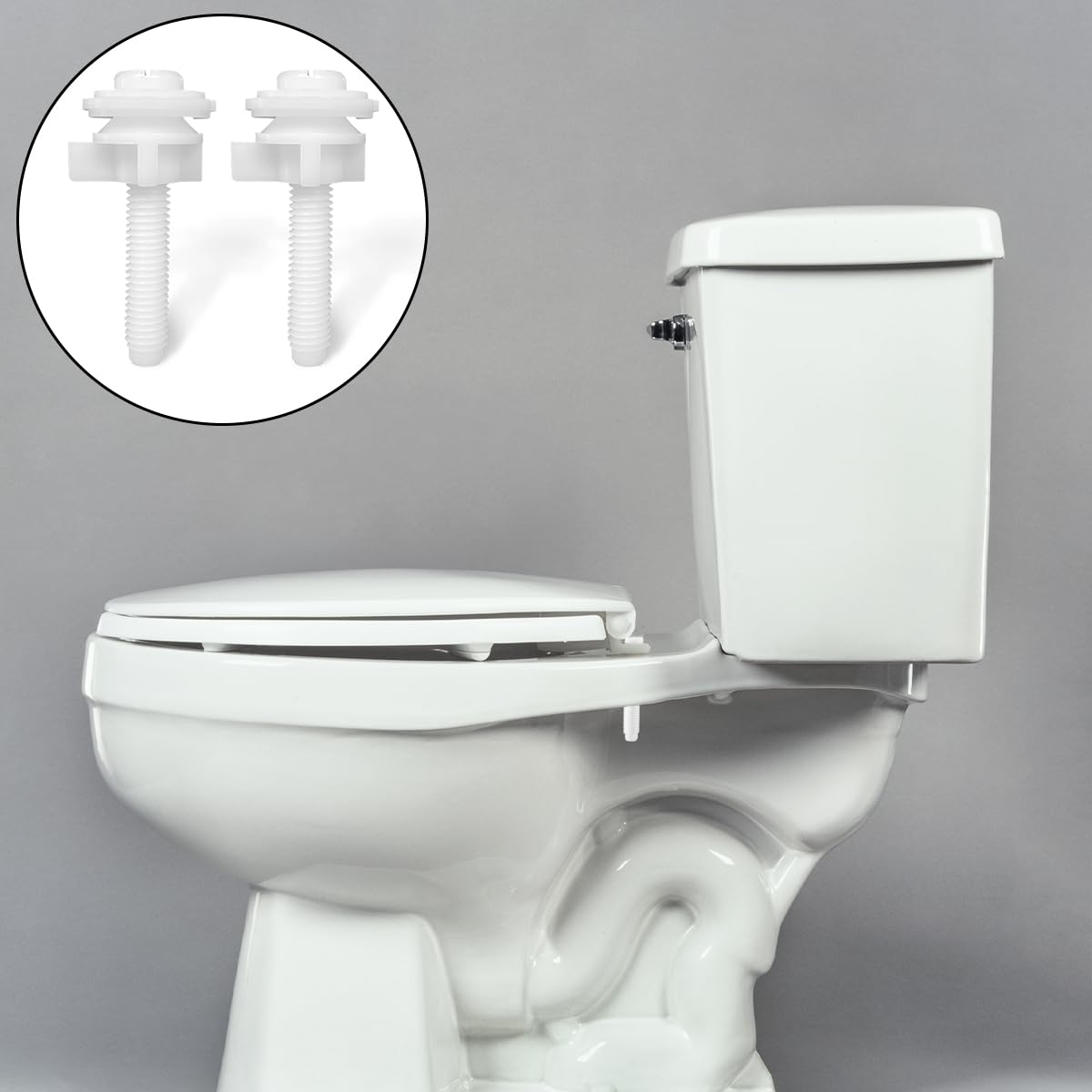 Toilet Seat Screws, 2 Pcs Universal Plastic Toilet Seat Hinge Bolts and Screws for Toilet Replacement Parts image number 1