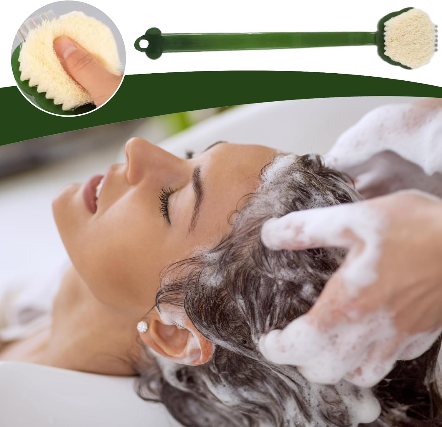 Shower Back Scrubber | Long Back Scrubber for Women Shower | Rich Foam Three-Sided Nails Cleansing Bathing Tool for Women Men Adults Seniors Teens Students image number 3