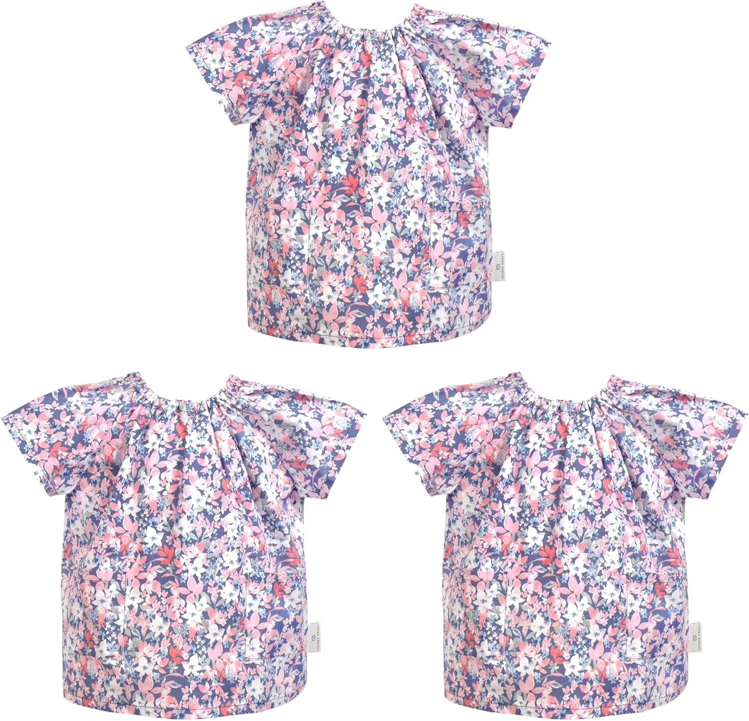 COLORFUL CANDY STYLE Laura Ashley N1343813 Short Sleeve Smock (39.4-43.3 Inches (100-110 Cm) Floret Set of 3 Fashionable Children'S Short Sleeve Smock Kindergarten Apron for Elementary School image number 5