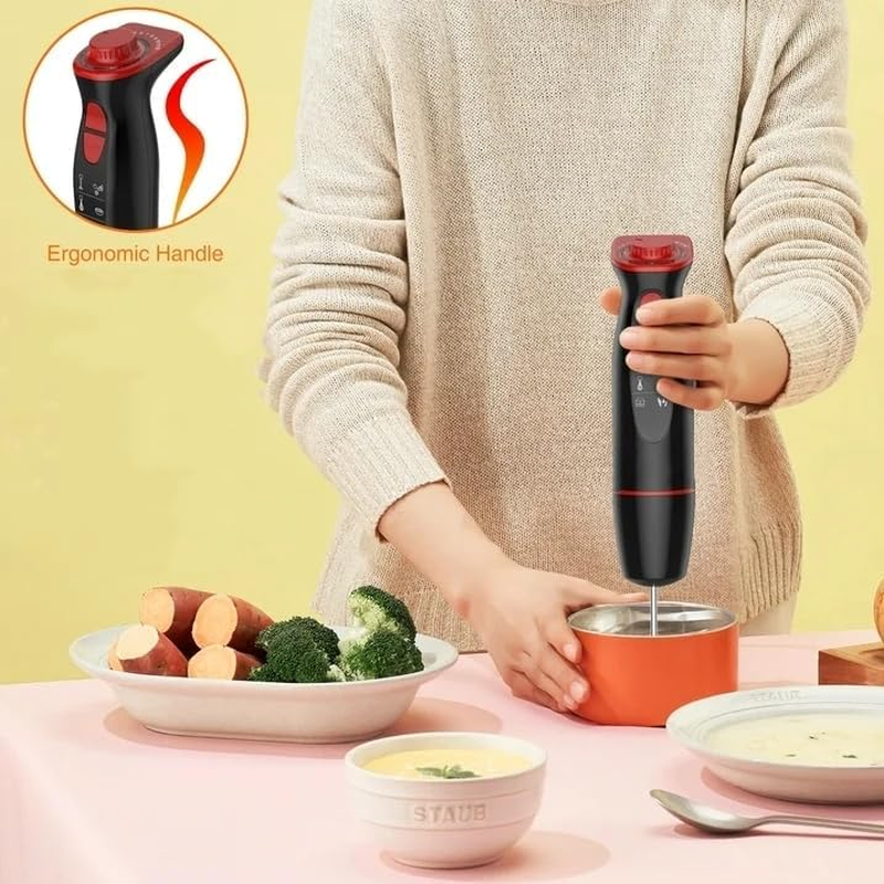 Upgraded Immersion Blender Handheld, 1100W 12-Speed 5 in 1 Hand Mixer Stick Blender with 304 Stainless Steel Blade,Food Processor,Beaker,Egg Whisk&Milk Frother,Non-Bpa,Pur&eacute;e Baby Smoothie (5 in 1) image number 5