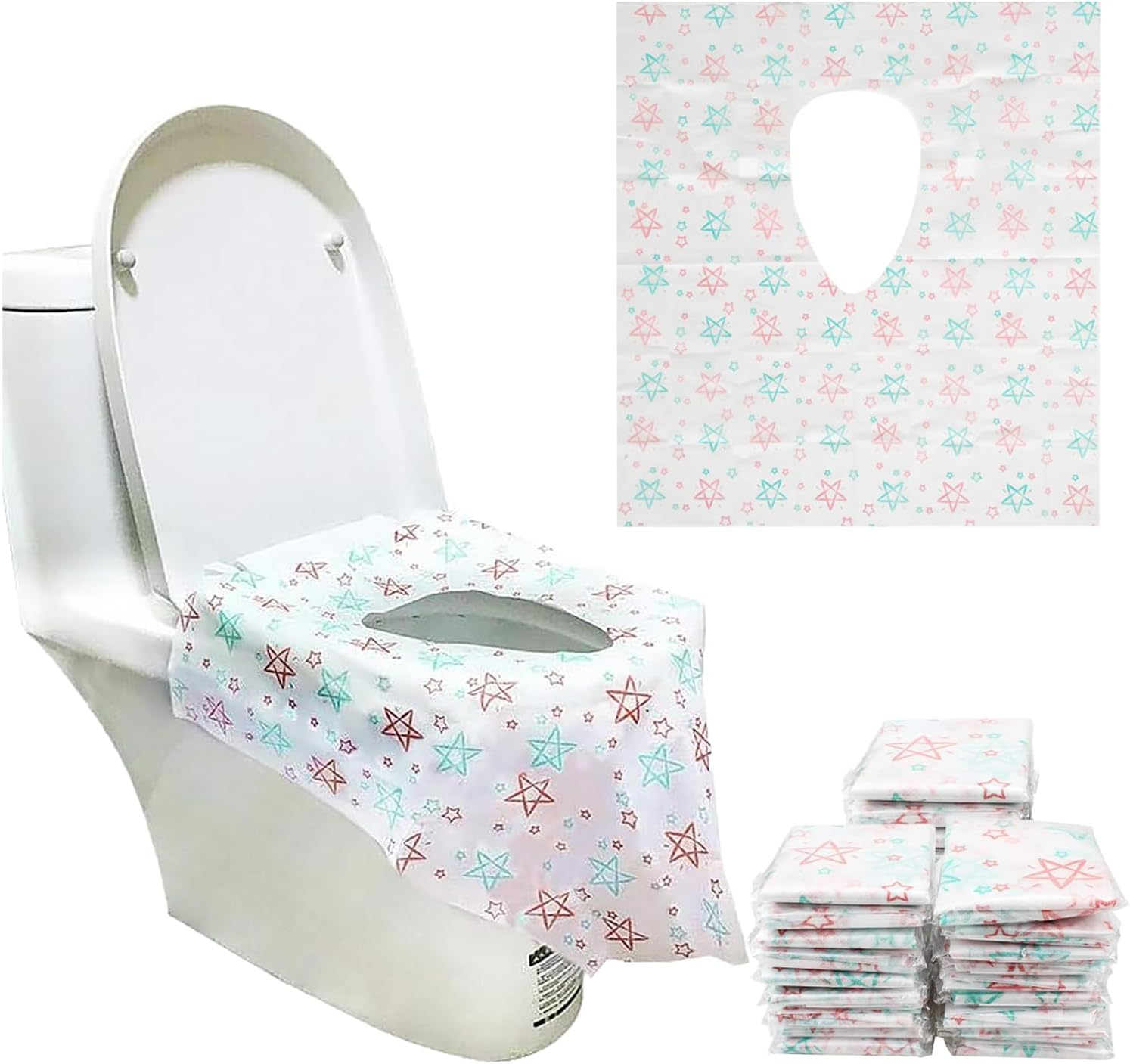 30 Pack Disposable Toilet Seat Covers, Individually Wrapped Toilet Seat Shields, Potty Shields, Portable Individually Wrapped Travel Essentials for Kids Potty Training, Public Restrooms, Road Trip image number 2