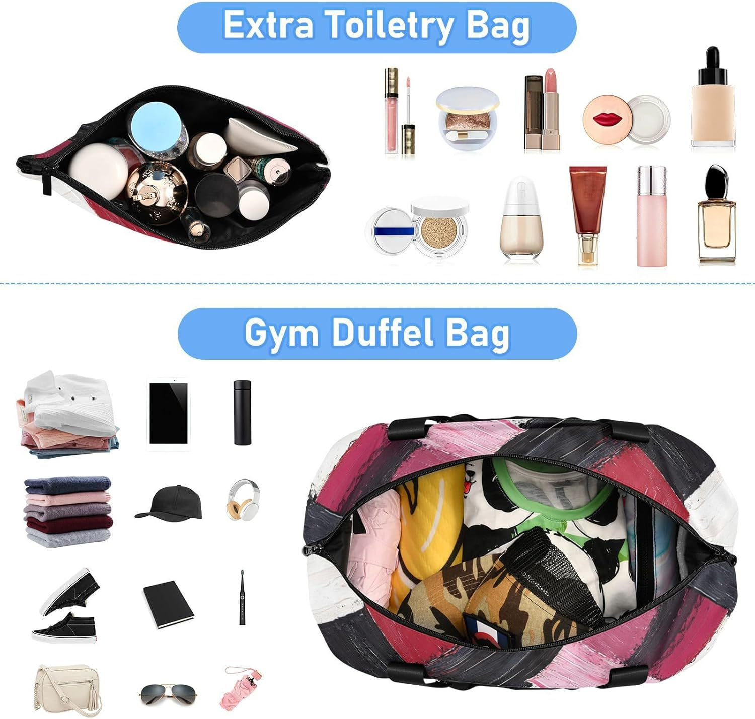 Oil Painting Valentine Duffel Bags Travel Weekender Gear Bag with Adjustable Strap for Workout Large Capacity, Oil Painting Valentine, 1 Size