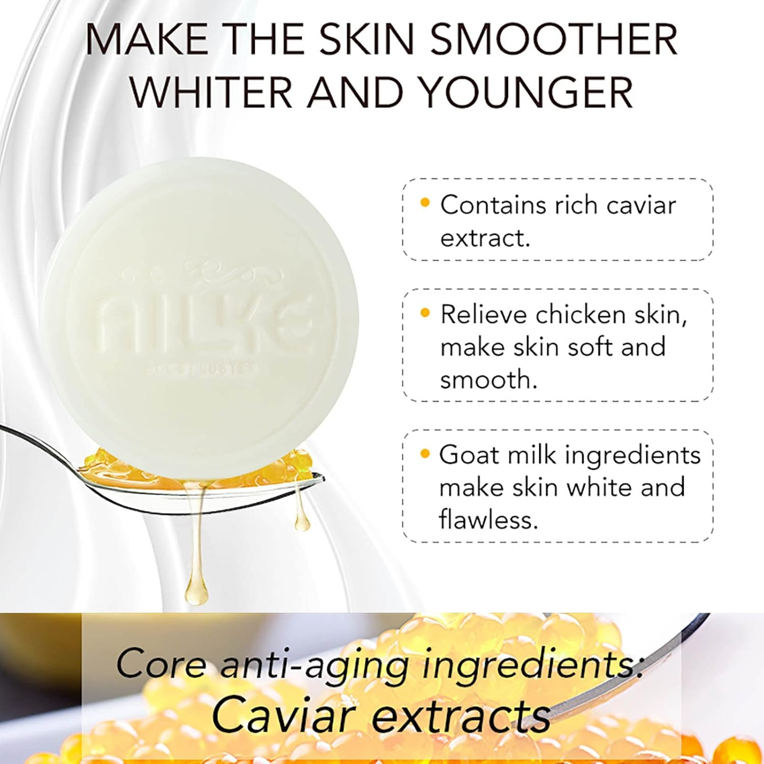 AILKE Goat Milk Whitening Soap, Moisturizing Body Wash Bar, Handmade Soap, with Vitamin C, Brightening, Even Toning, for All Skin Types, 120G image number 3