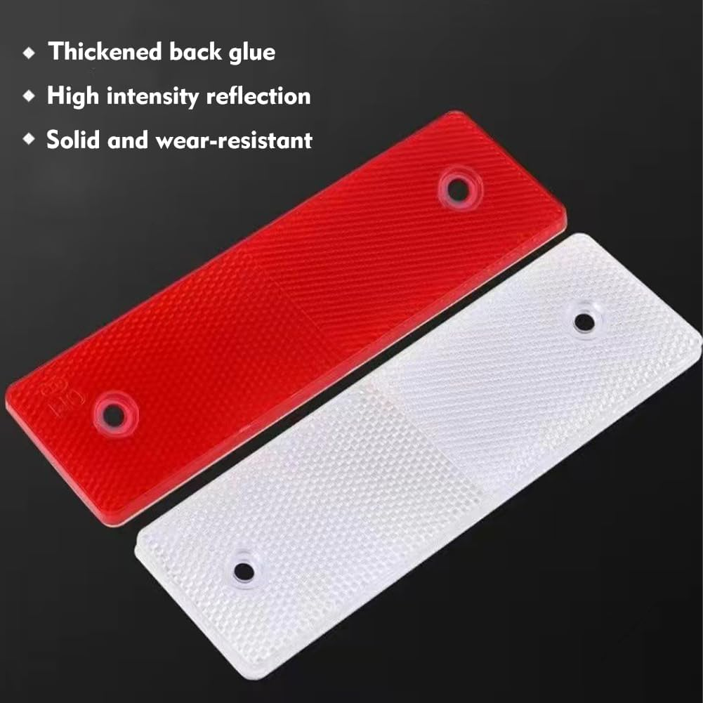 10Pcs Self Adhesive Trailer Rectangular Reflectors Car Rear Reflectors, Safety Reflector for Gate Posts, Truck Agricultural Machines Bikes Lorry Trailer Reflector image number 1