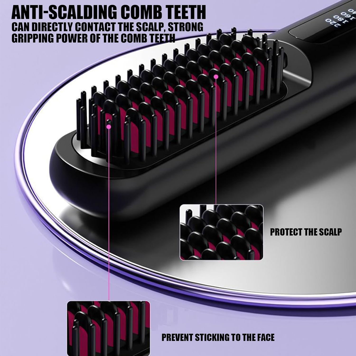 Hair Straightener Cordless - Straight Hair Comb Brush | 4 Levels Adjustable Rechargeable Fast Heating Straightener for Home Travel Styling Curling Women Teens image number 5