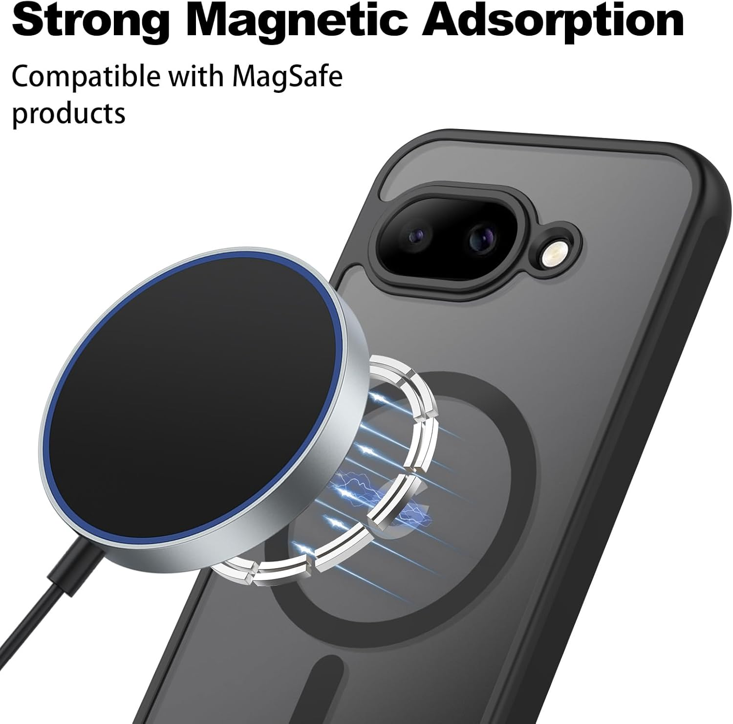 Leonids Magnetic Case for Google Pixel 9A Case 6.3-Inch 2025, Translucent Matte Case for Google Pixel 9A Case Cover (Black) image number 6