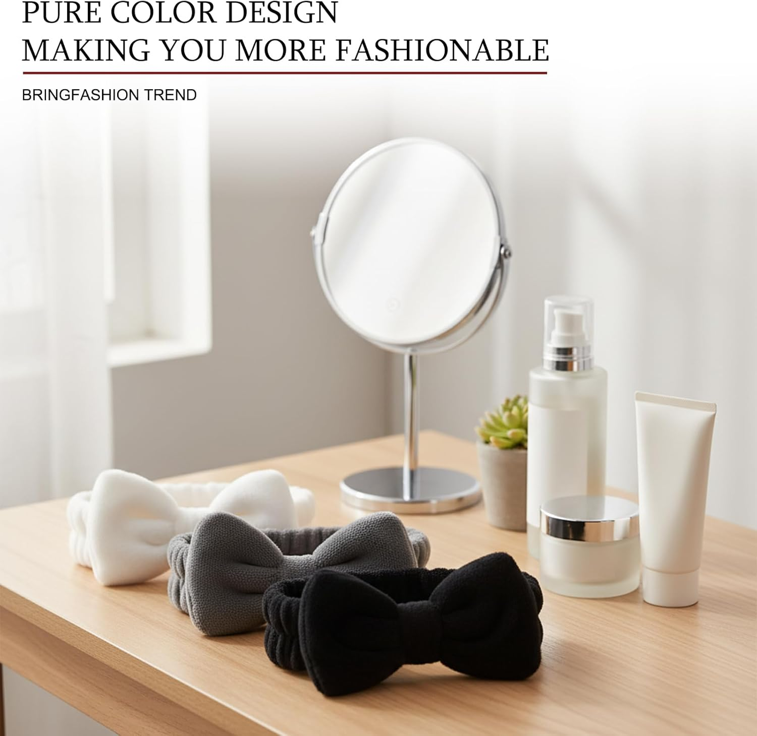 Spa Headband, 3 Pack Soft Skincare Headbands for Women, Makeup Headband for Washing Face, Facial Headband for Yoga, Spa and Travel, Grey Black White image number 1