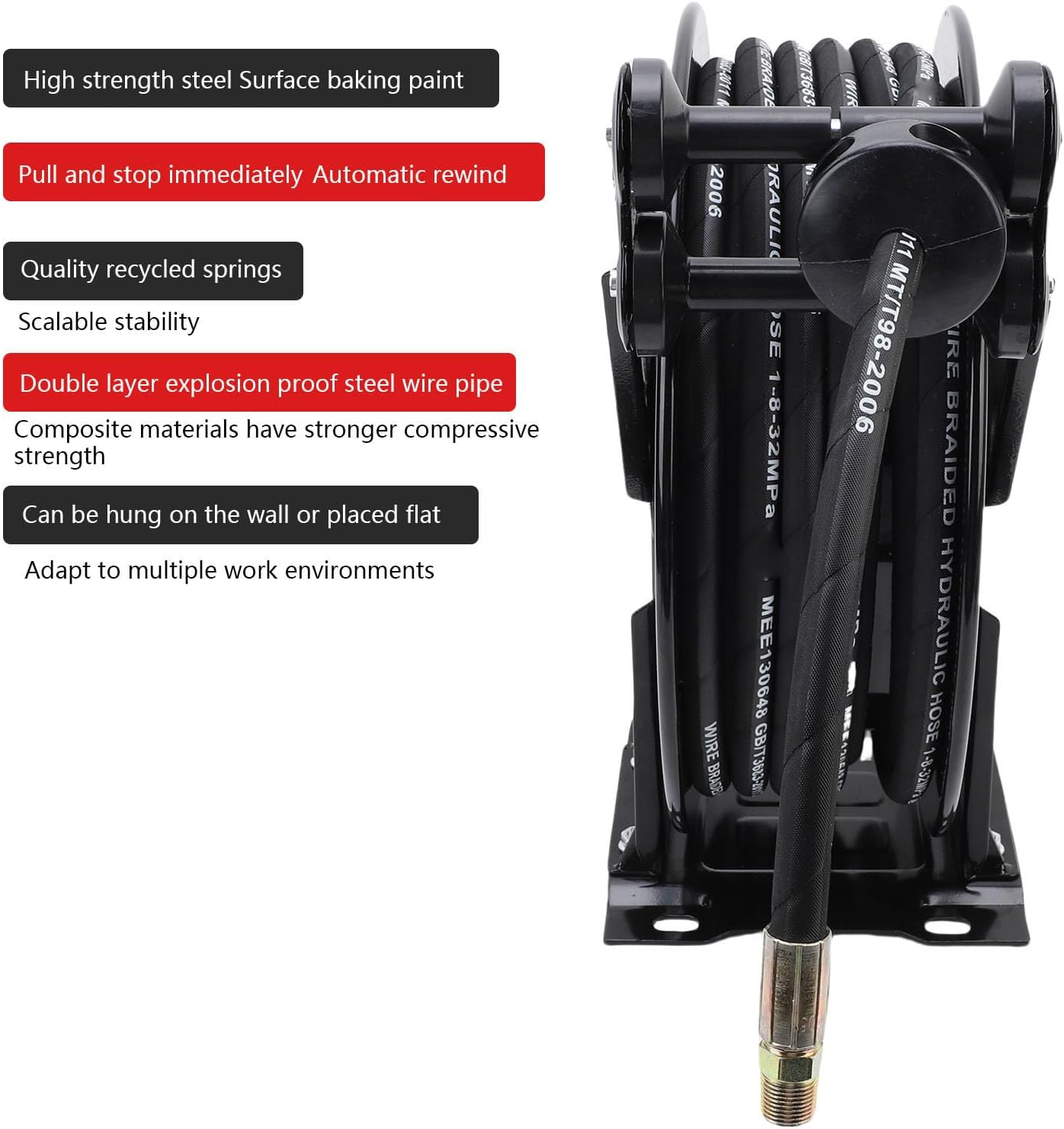 Marhynchus Power Wash Hose Reel Pressure Washer Hose Reel High Pressure 32.81Ft Heavy Duty Carbon Steel for Automotive Gardening Home Renovations image number 2