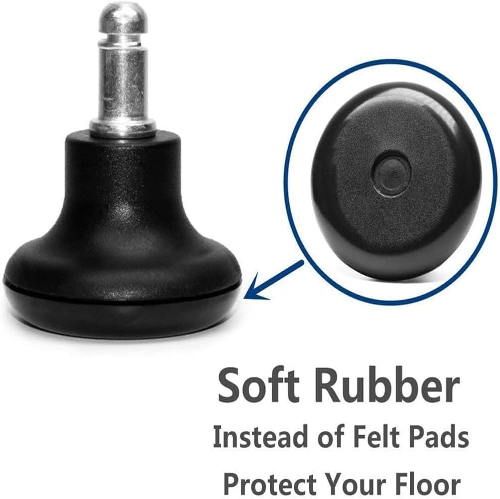 5Pcs Bell Glides Replacement Office Chair or Stool Swivel Caster Wheels to Fixed Stationary Castors, Low Profile Bell Glides with Separate Self Adhesive Felt Pads, Chair Feet Wheel Stopper image number 1