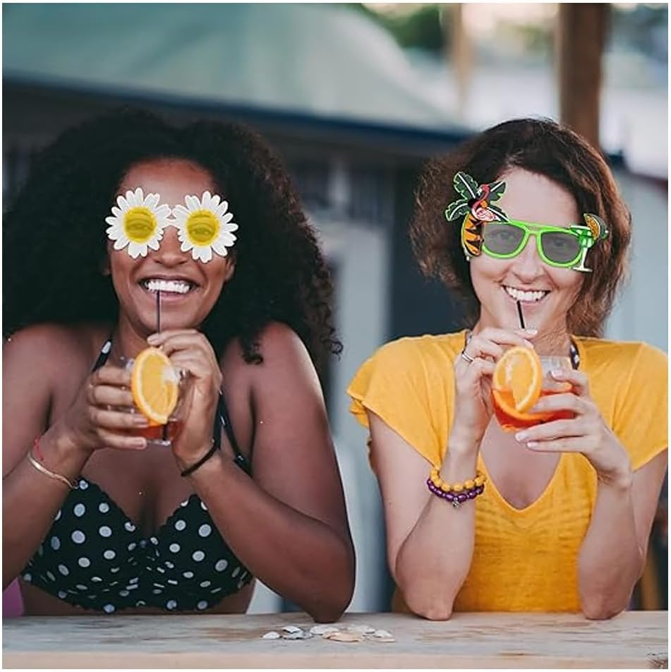 6Pcsparty Glasses Funny Glasses Novelty Party Sunglasses, Accessories Funny Sunglasses Beach Party Decors for Luau Party Supplies image number 4