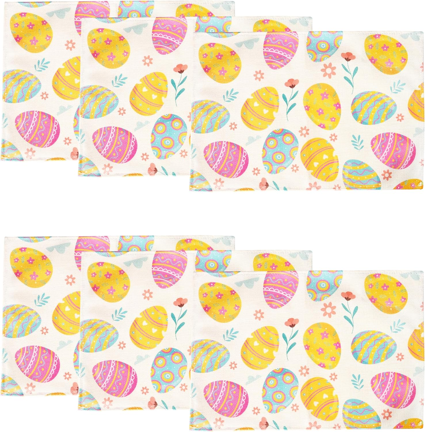 Moffris Happy Easter Egg Placemats Set of 6, 12X18 Inch Easter Spring Table Mats for Table Indoor Home Party Decor image number 4