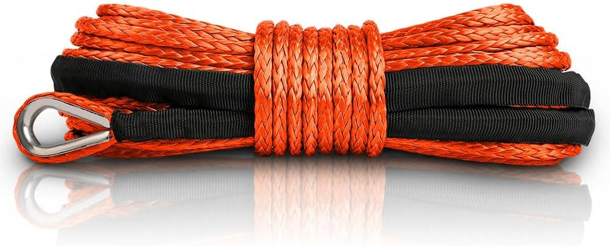ZESUPER Synthetic Winch Rope1/4''X 49' 10000Lbs Winch Rope Cable with Sheath Winches for Winches SUV ATV UTV Vehicle Boat Ramsey Car (Orange) image number 4