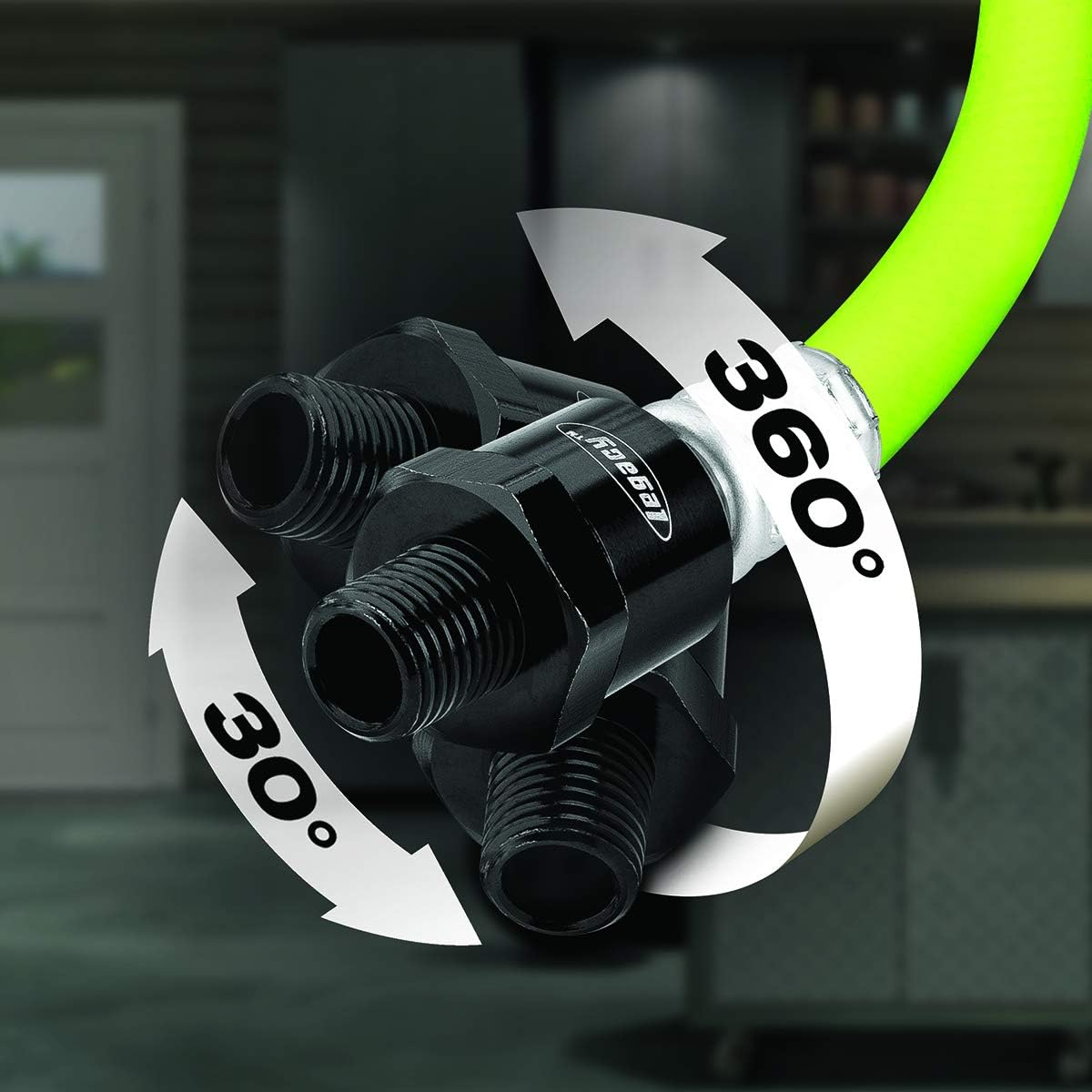 Flexzilla Ball Swivel Whip Air Hose, 1/4 In. X 4 Ft. (1/4 In. MNPT Ball Swivel X 1/4 In. FNPT Ends), Heavy Duty, Lightweight, Hybrid, Zillagreen - HFZ1405YW2B image number 3