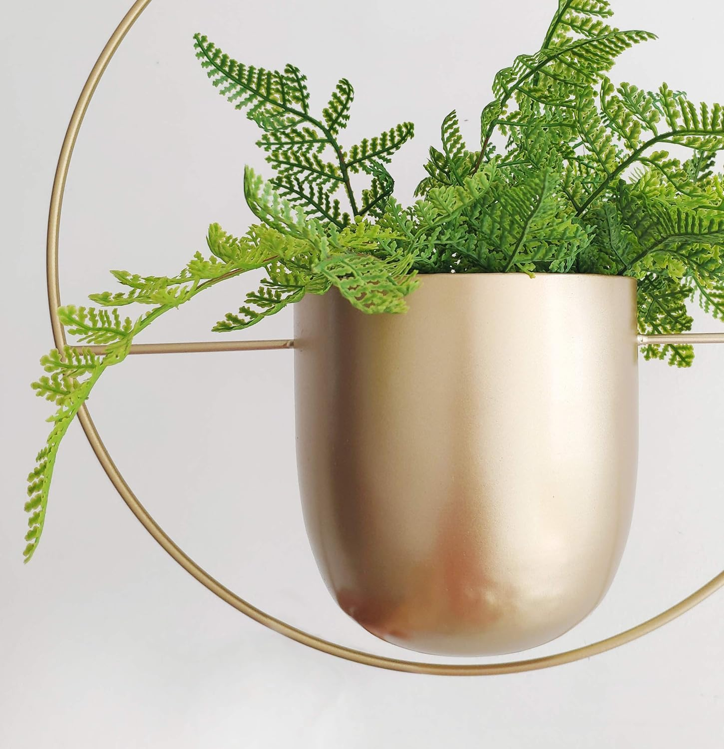 Boho Gold Metal Plant Hanger,Metal Wall and Ceiling Hanging Planter, Modern Planter, Mid Century Flower Pot Plant Holder, Minimalist Planter for Indoor Outdoor Home Decor image number 1