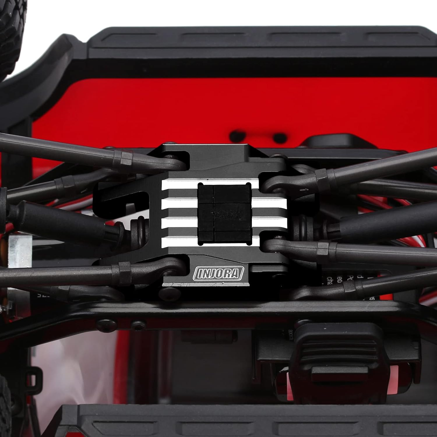 INJORA Skid Plate CNC Aliuminum Transmission Mount for TRX4M 1/18 RC Crawler Car Upgrade Parts, 16G(Black)