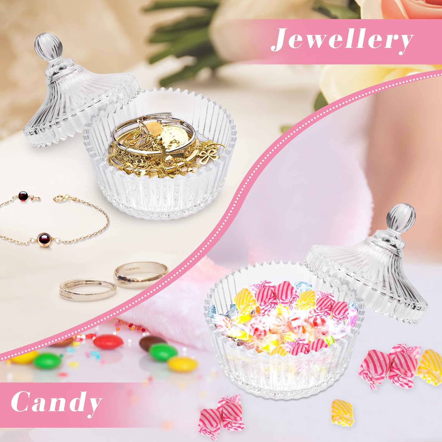 5PCS Body Powder Puff and Container, Coolrunner Crystal Clear Powder Container with Powder Spoon, Dusting Powder with Puff for Women, Washable Reusable image number 5